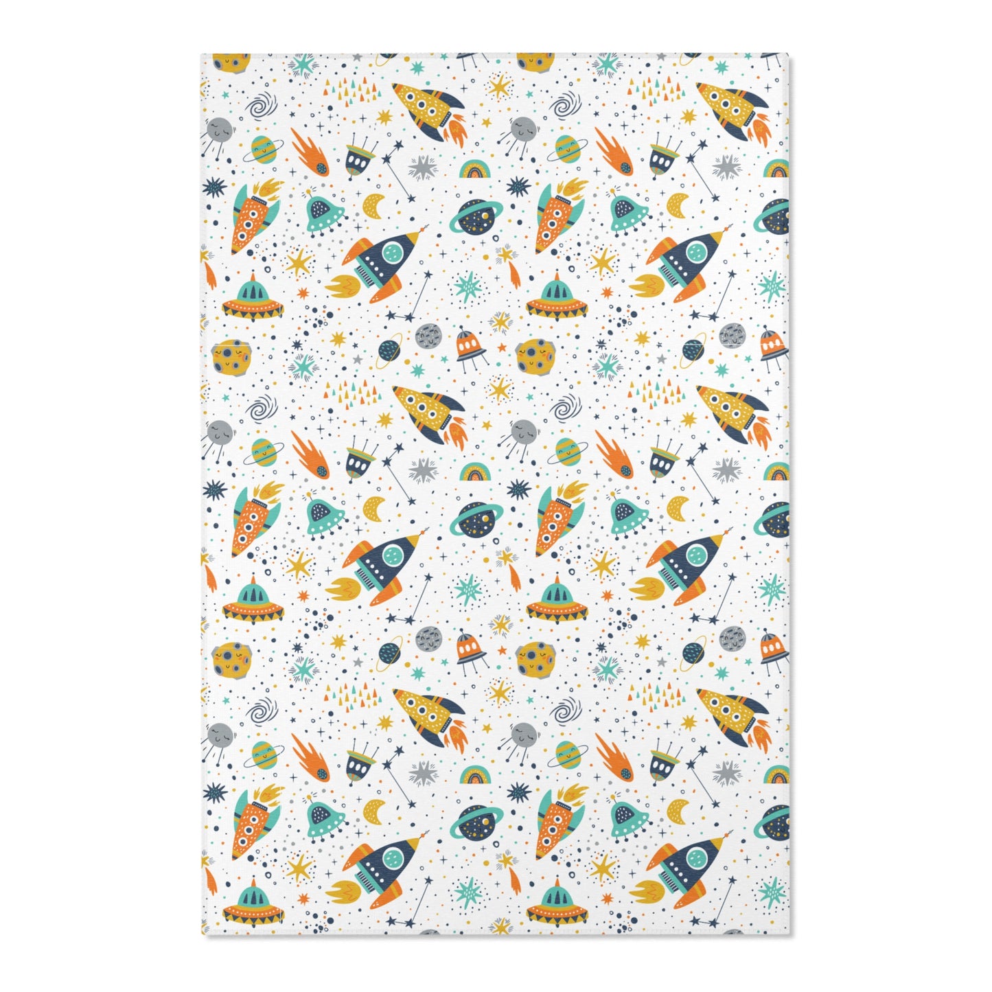 Cosmic Space Rockets Nursery Rug Play Mat