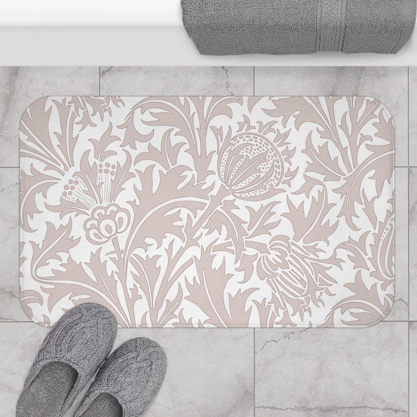 William Morris Bath Mat Thistle Beige