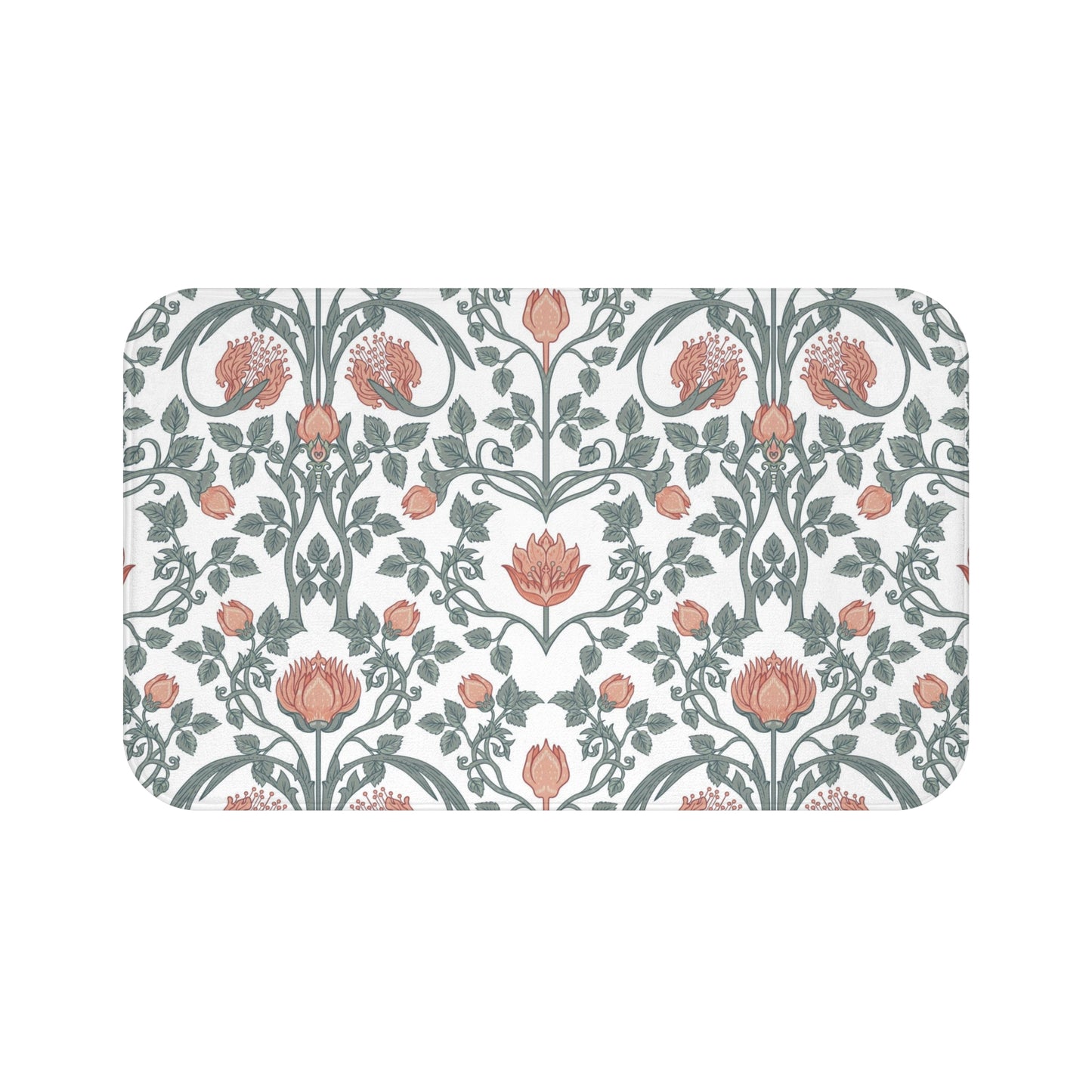 William Morris Bath Mat Art Nouveau Peach Green