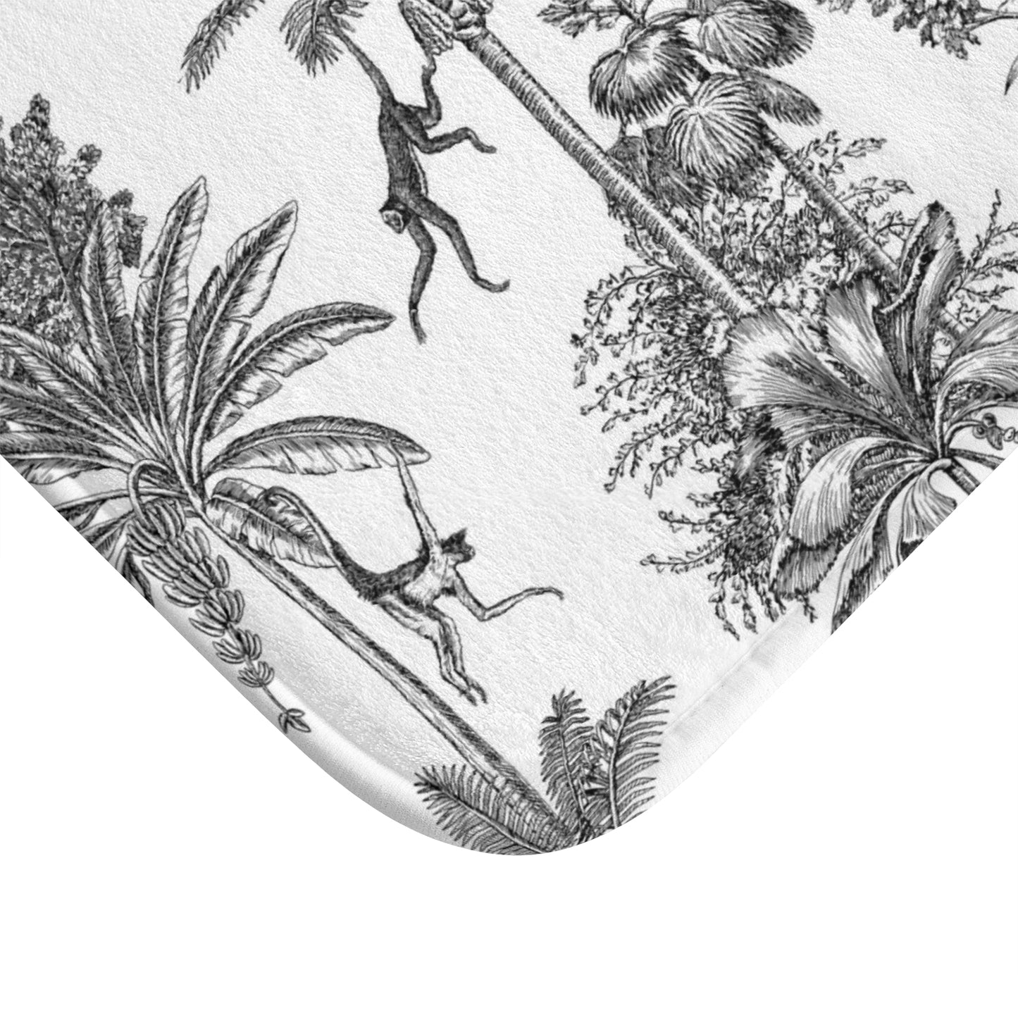 Toile de Jouy Bath Mat Black Monkey Jungle
