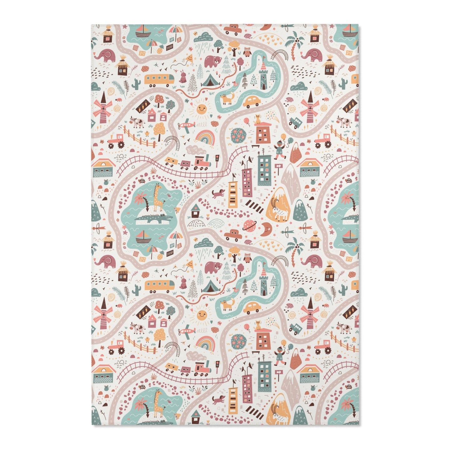 Magical Town Road Map Nursery Rug Play Mat