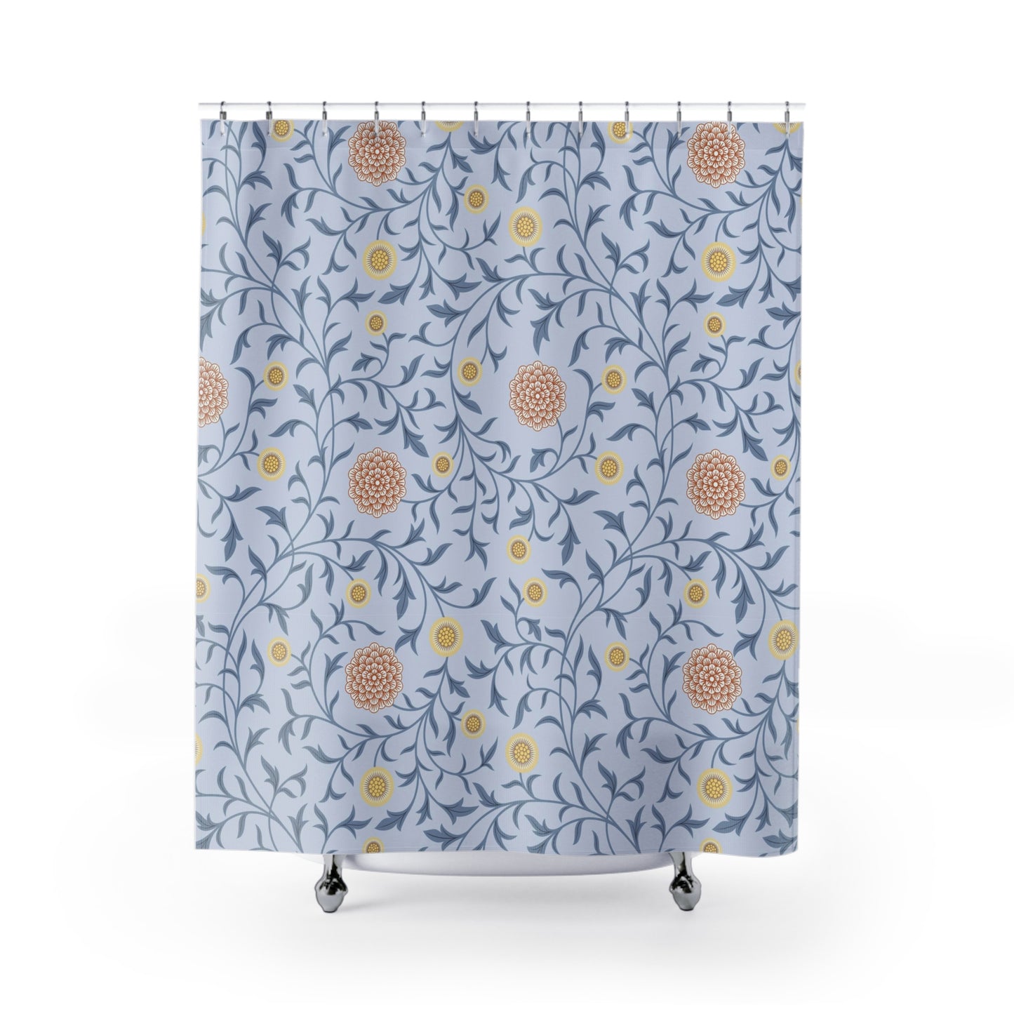 William Morris Scroll Blue Peach Shower Curtain