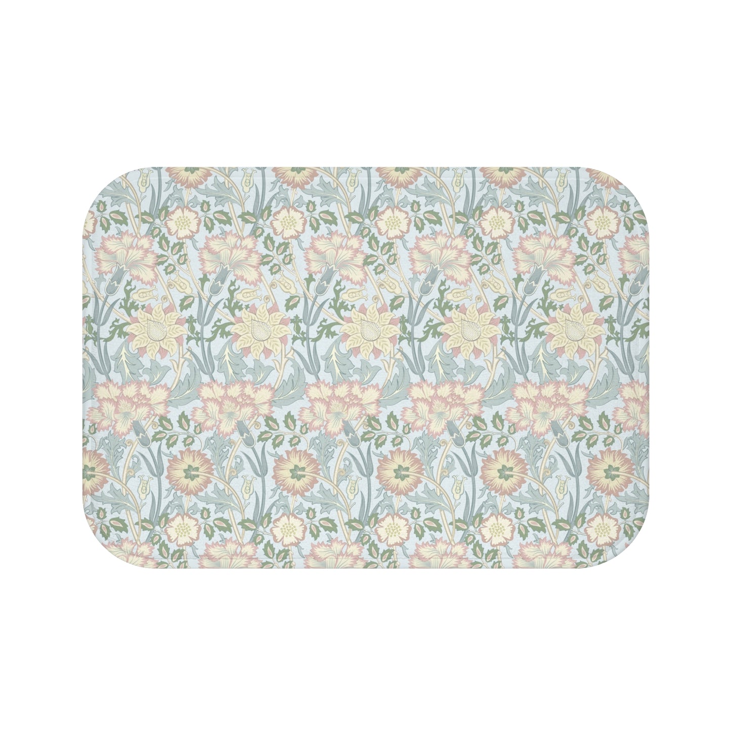 William Morris Bath Mat Pastel Blue Pink & Rose