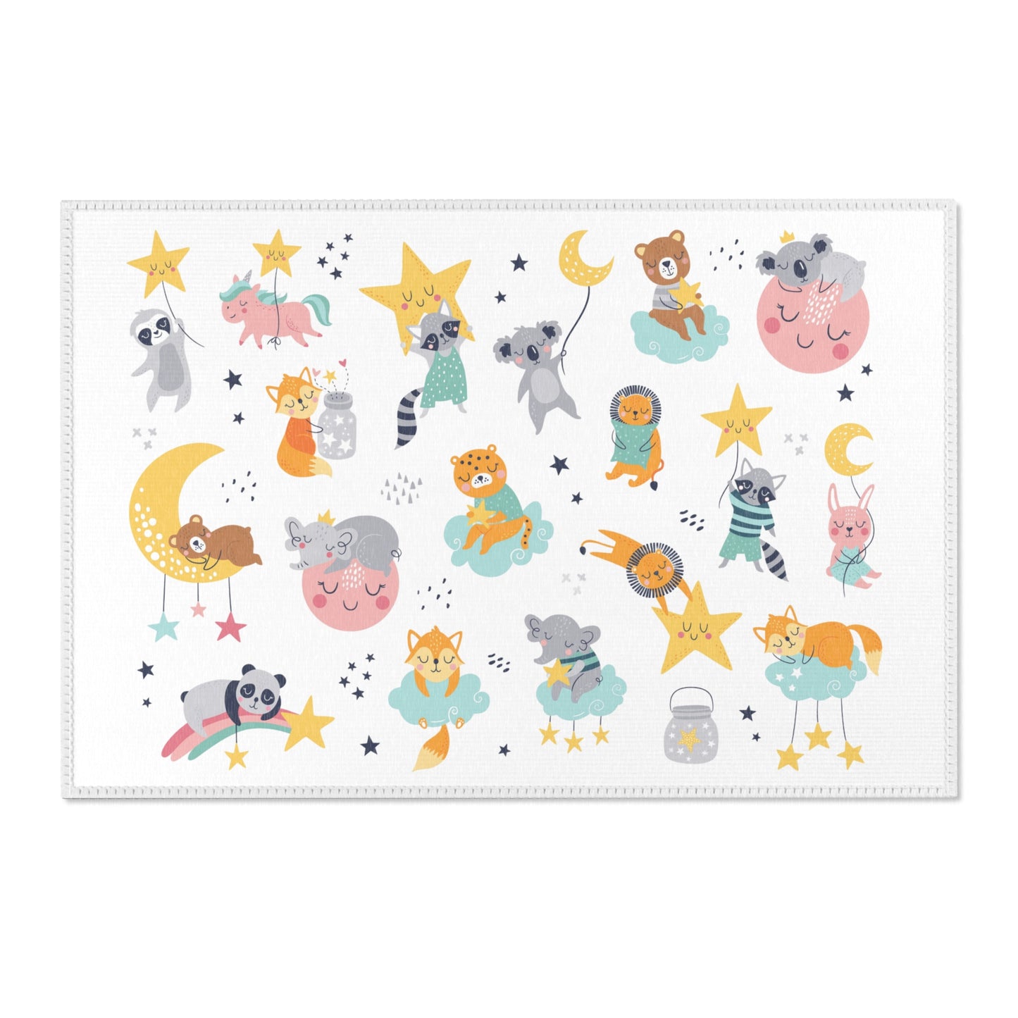 Sleepy Bedtime Animals Nursery Rug Play Mat