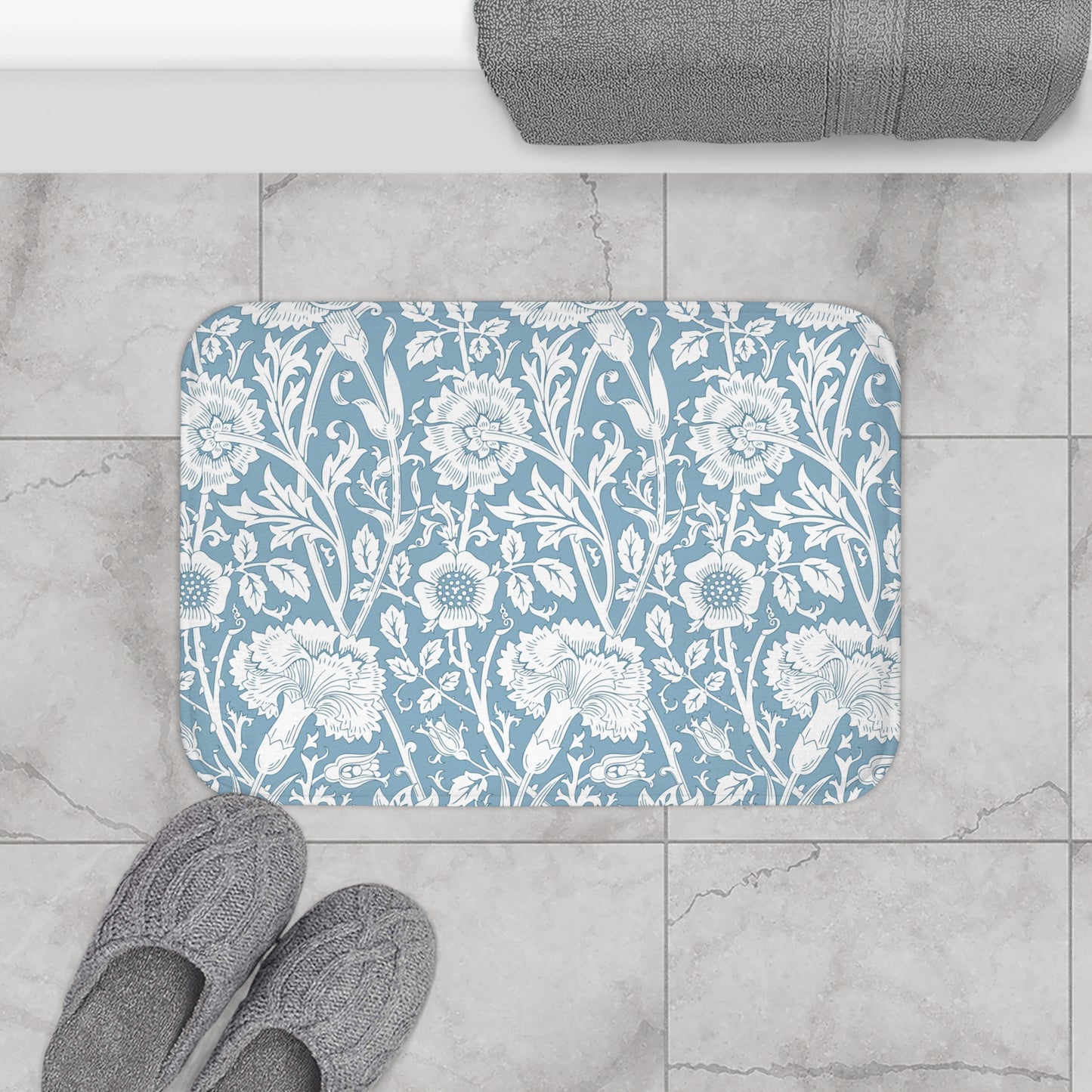 William Morris Bath Mat Pink & Rose Blue