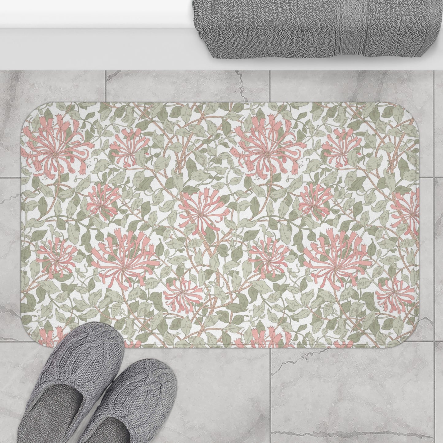 William Morris Bath Mat Honeysuckle Soft Green