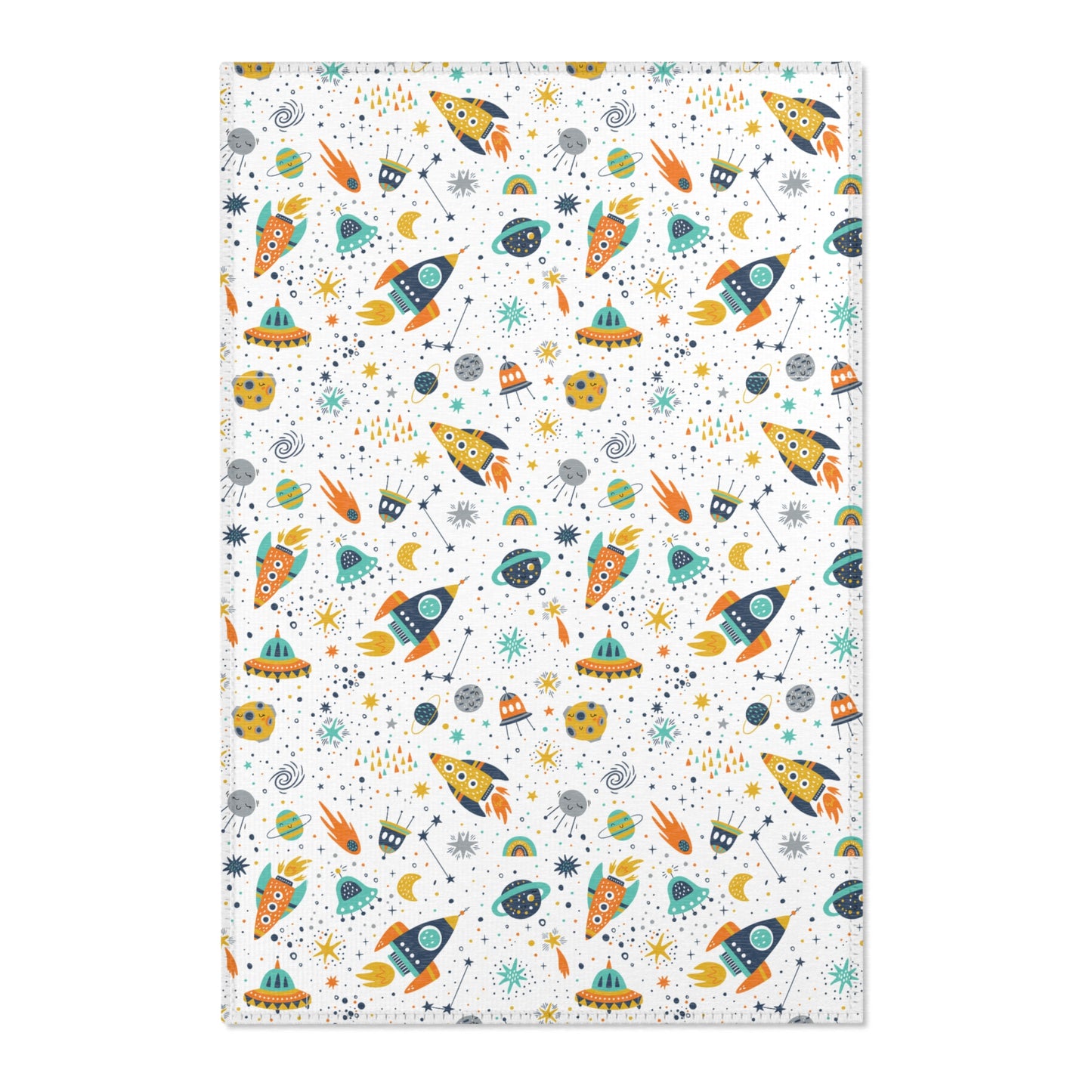 Cosmic Space Rockets Nursery Rug Play Mat