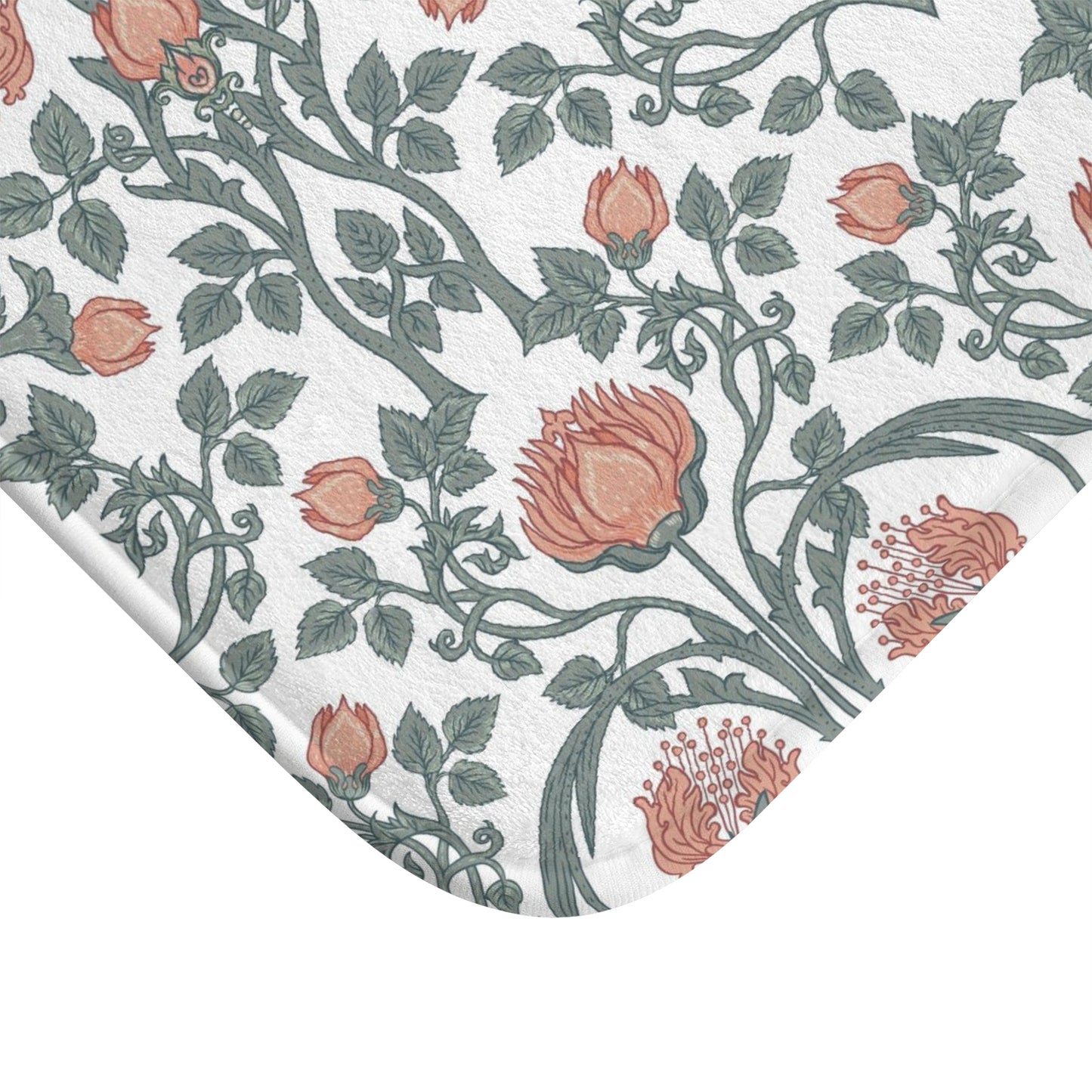 William Morris Bath Mat Art Nouveau Peach Green