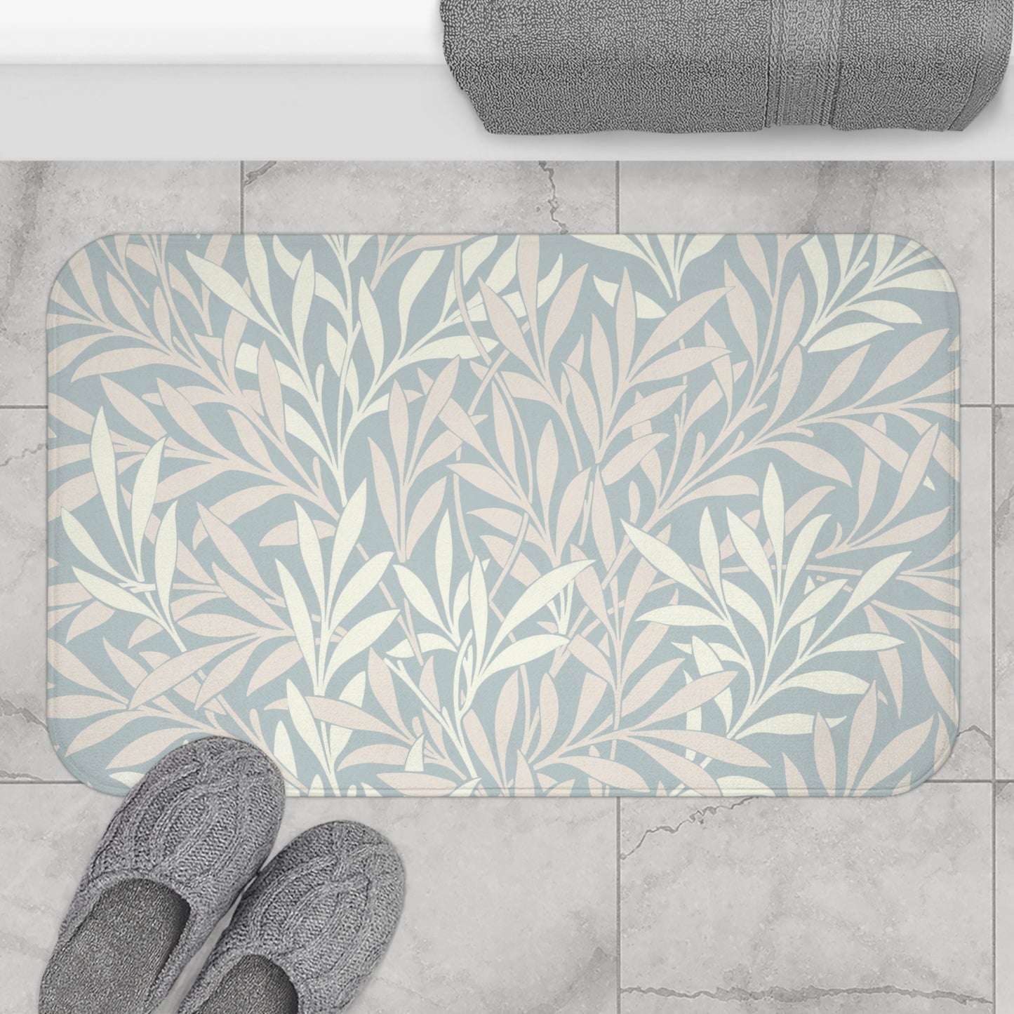 William Morris Bath Mat Willow Silver Blush