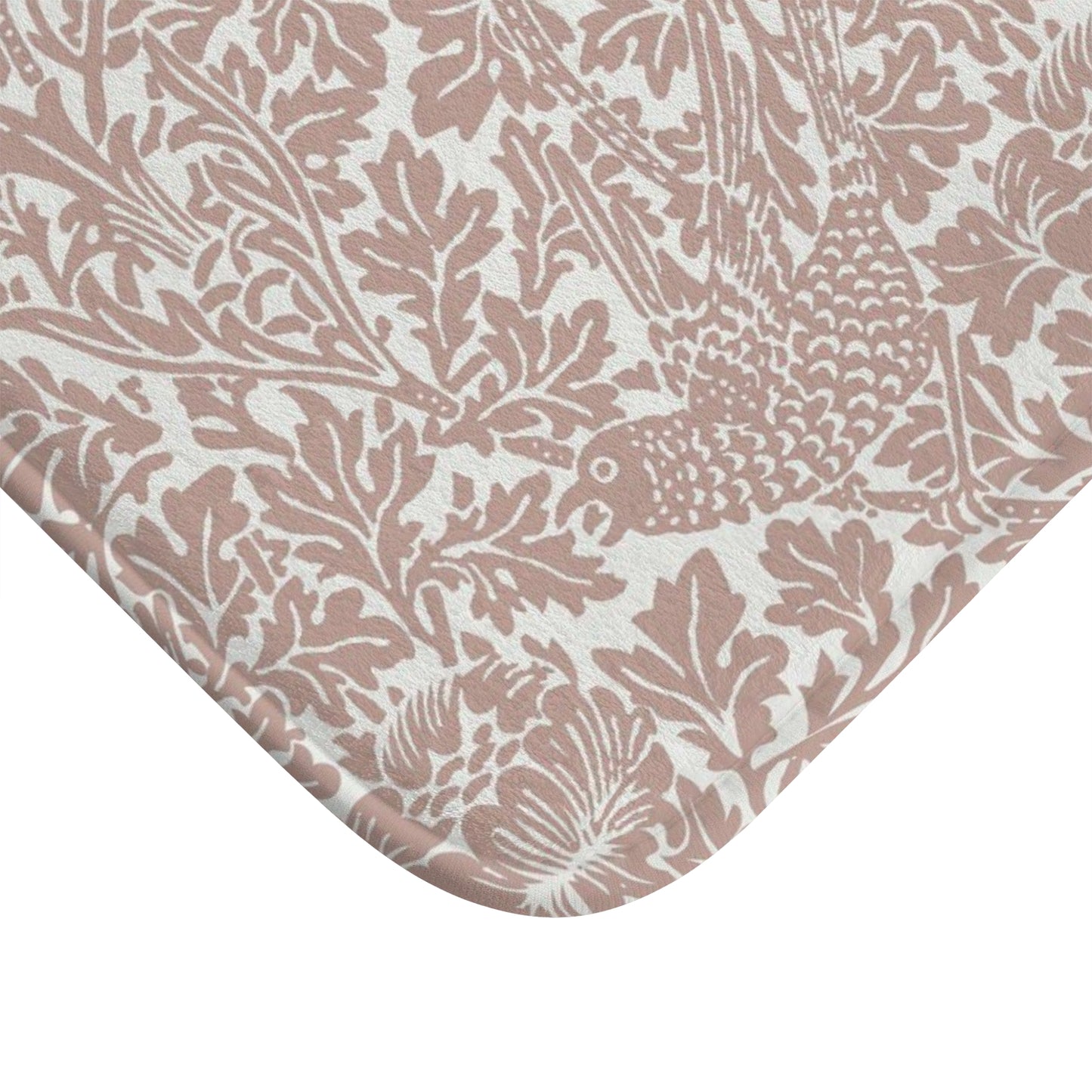 William Morris Bath Mat Bird and Anemone Peach Terracotta
