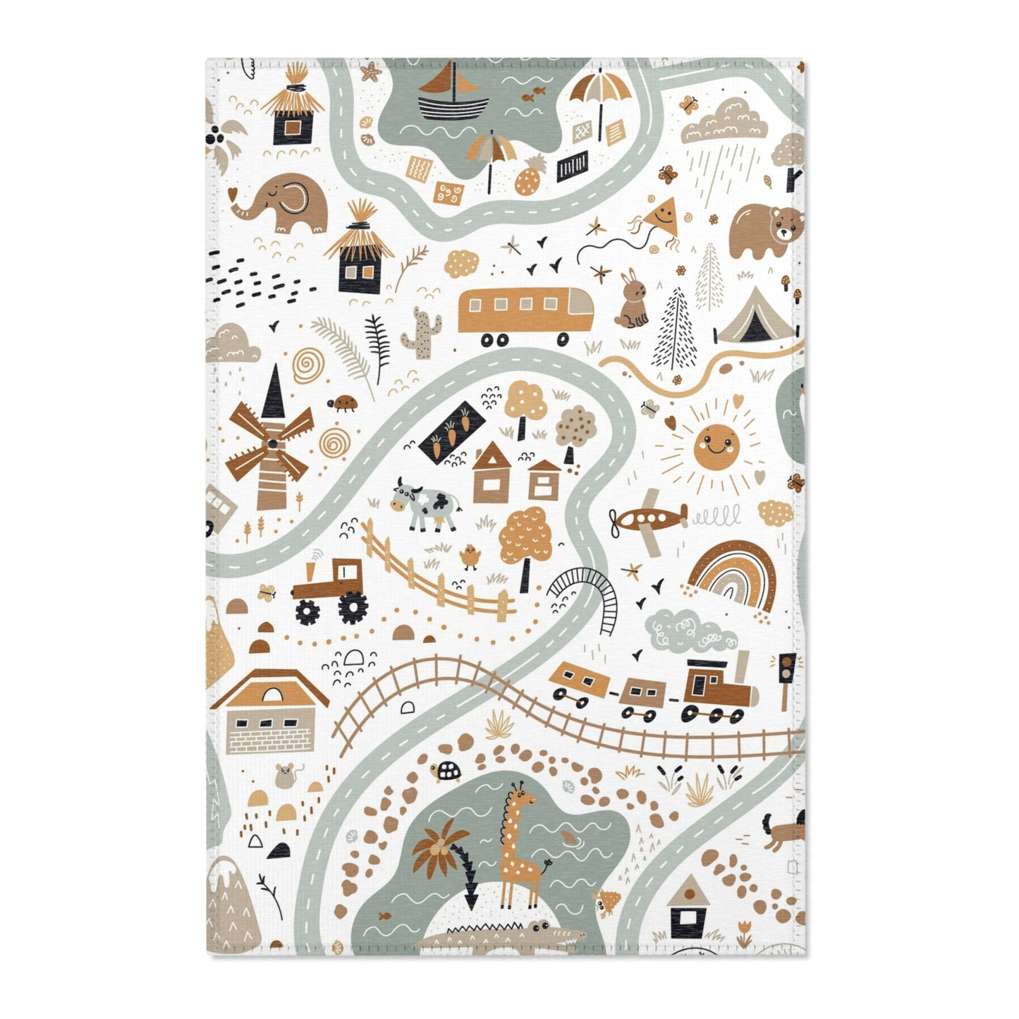 Magical Town Road Map Nursery Rug Play Mat