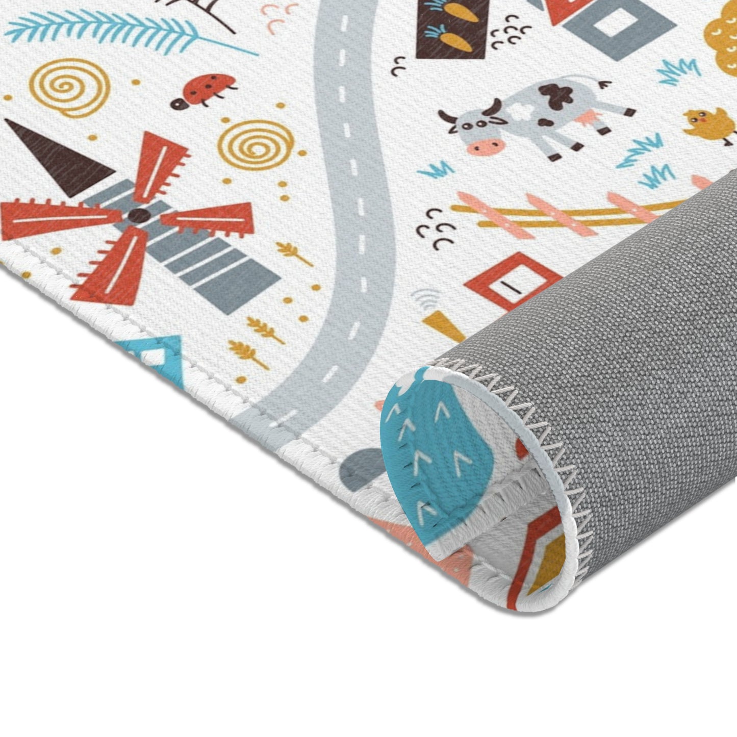 Magical Town Road Map Blue Nursery Rug Play Mat