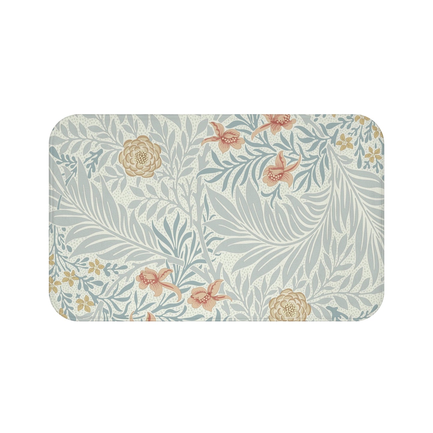 William Morris Bath Mat Larkspur Blue Peach