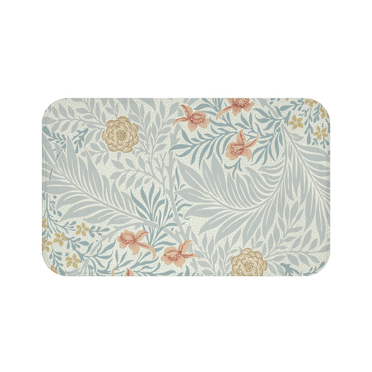 William Morris Bath Mat Larkspur Blue Peach