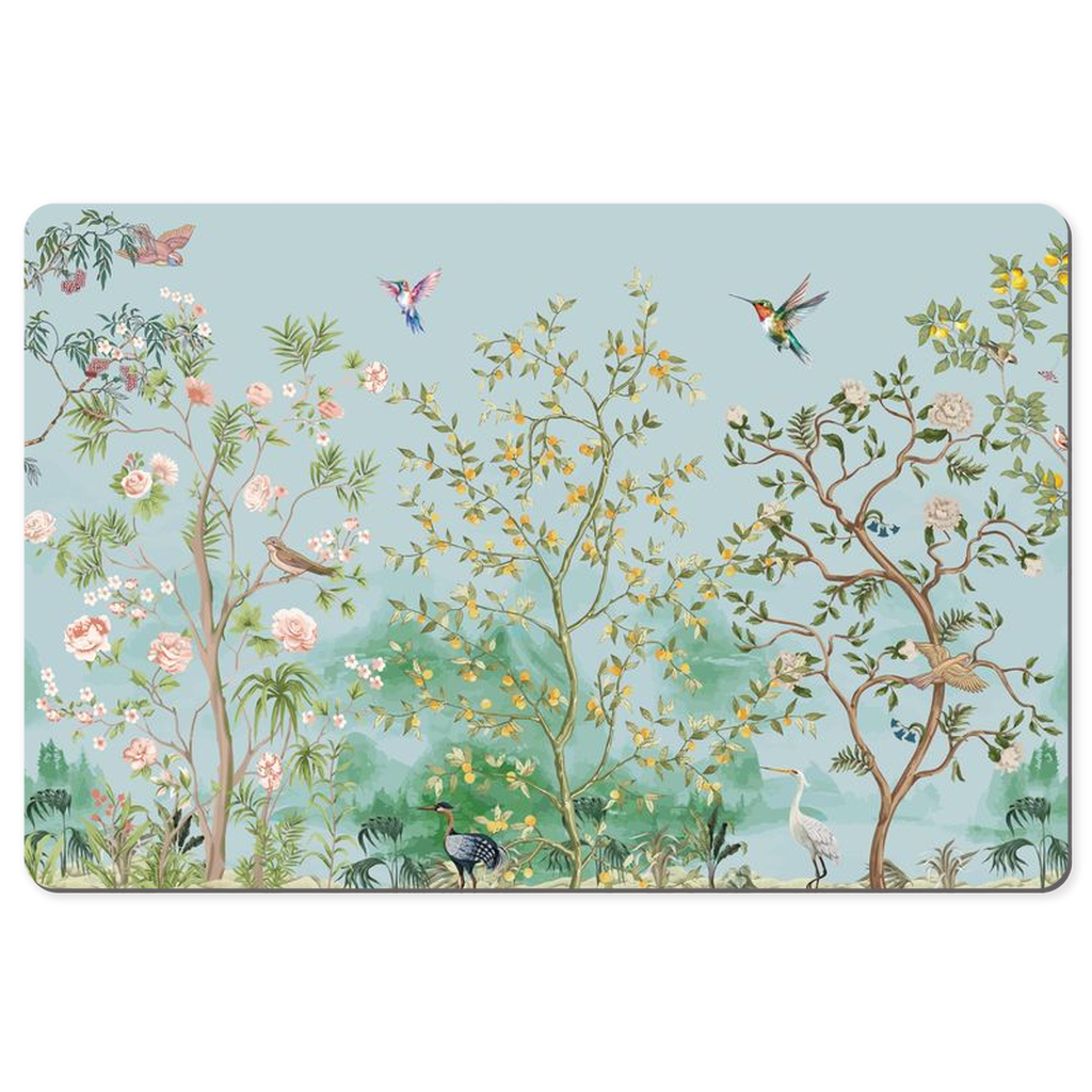 Chinoiserie Desk Mat Blue Asian Fresco Garden