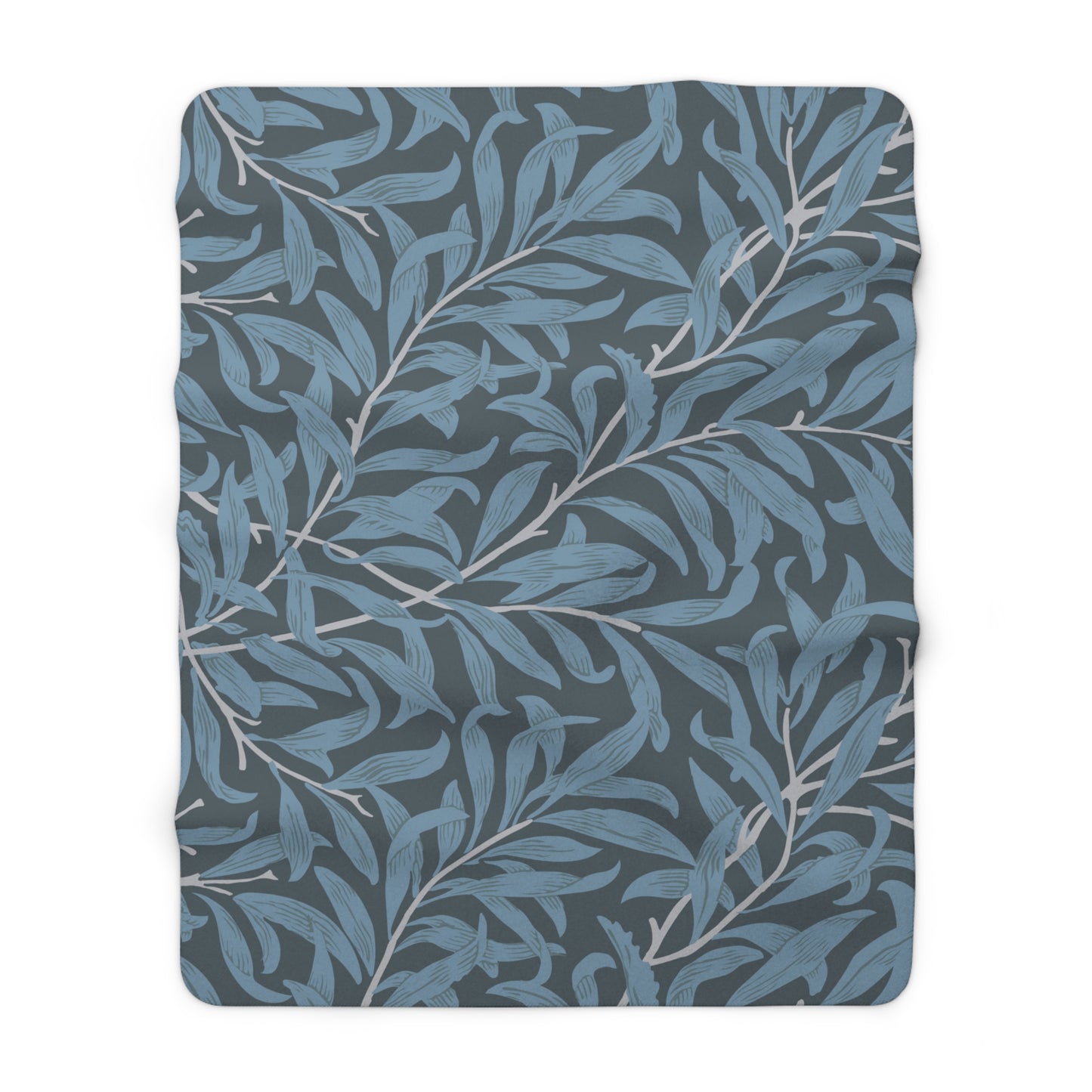 William Morris Blue Willow Bough Fleece Lined Blanket