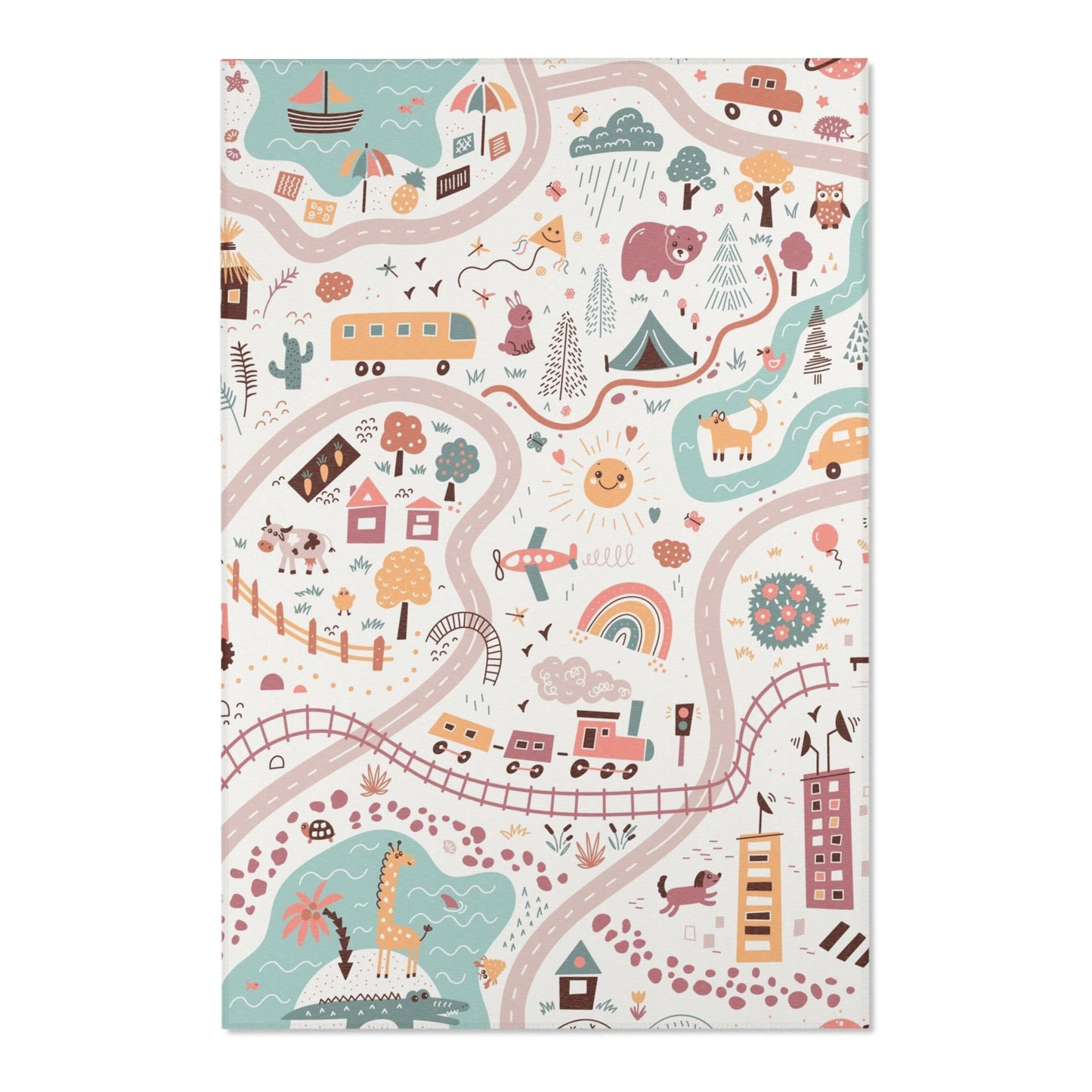 Magical Town Road Map Nursery Rug Play Mat