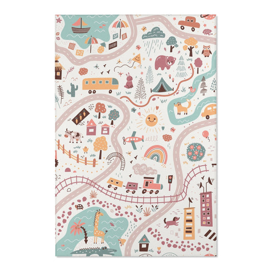 Magical Town Road Map Nursery Rug Play Mat