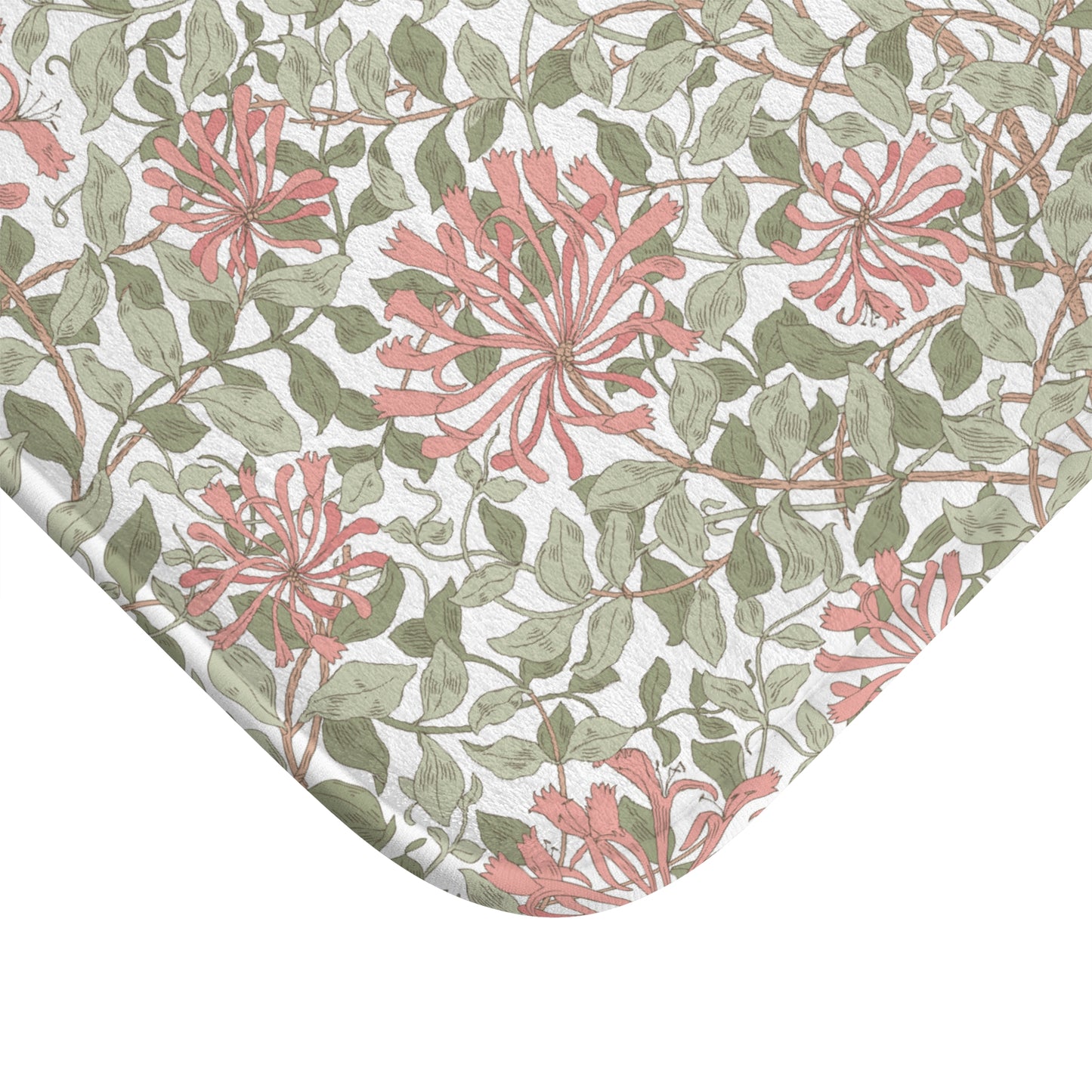 William Morris Bath Mat Honeysuckle Green Pink
