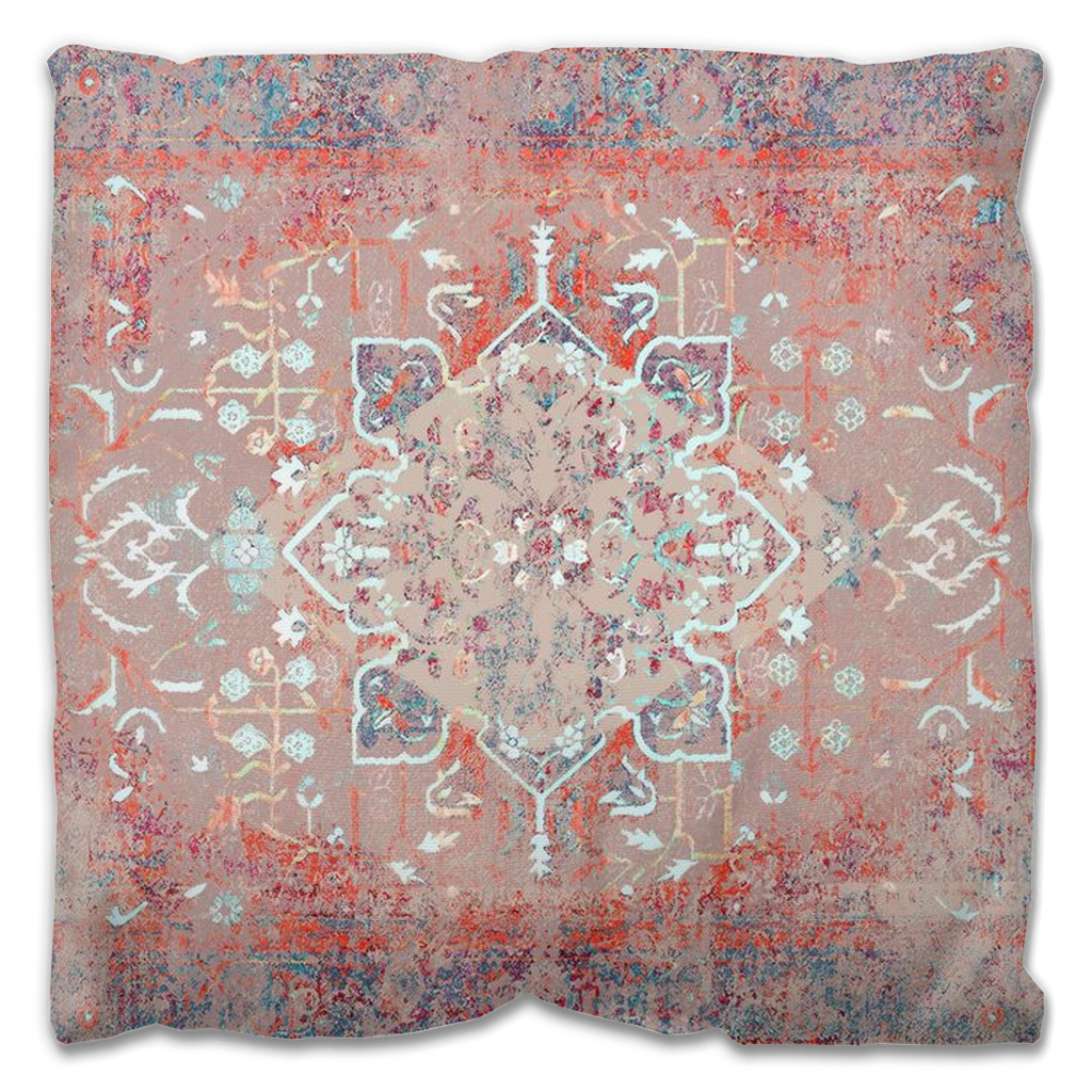 Kayra Persian Outdoor Pillows Faded Red Blue