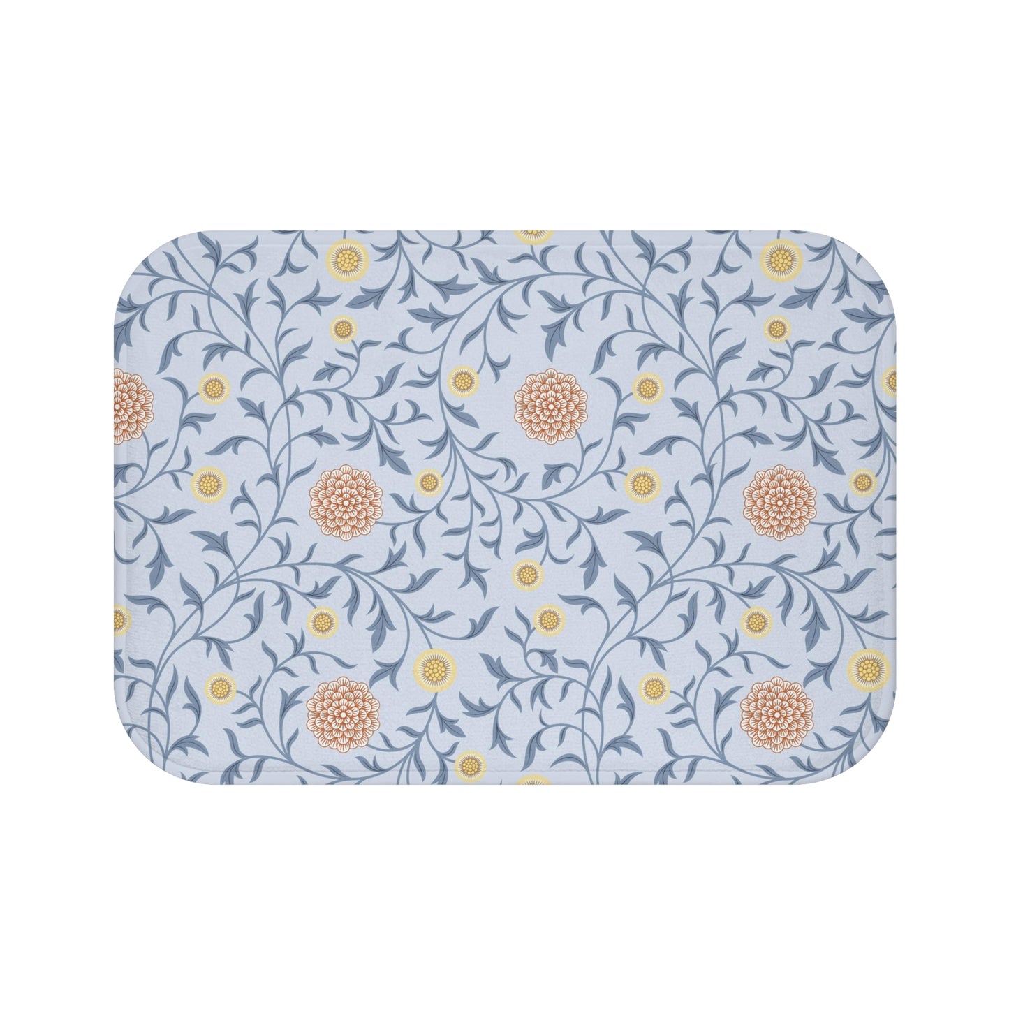 William Morris Bath Mat Scroll Blue Peach