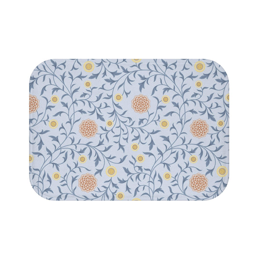 William Morris Bath Mat Scroll Blue Peach