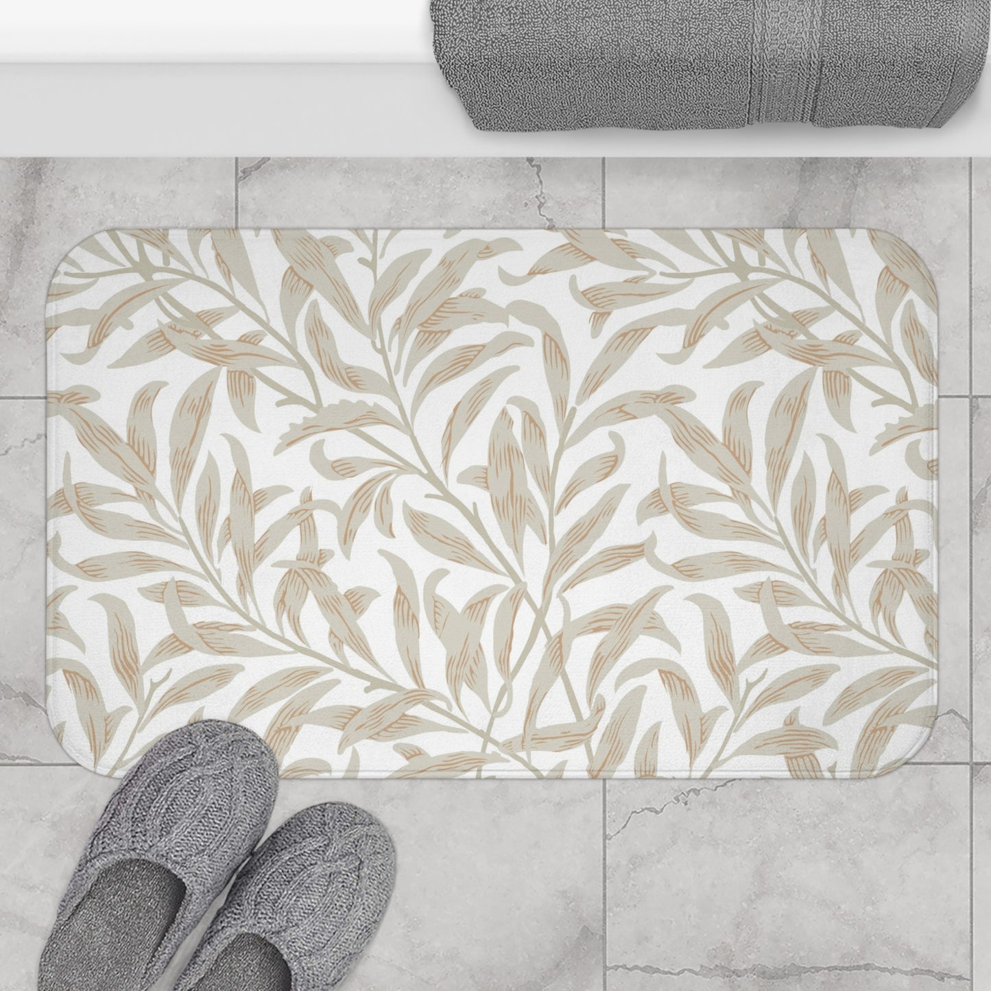William Morris Bath Mat Willow Bough Beige
