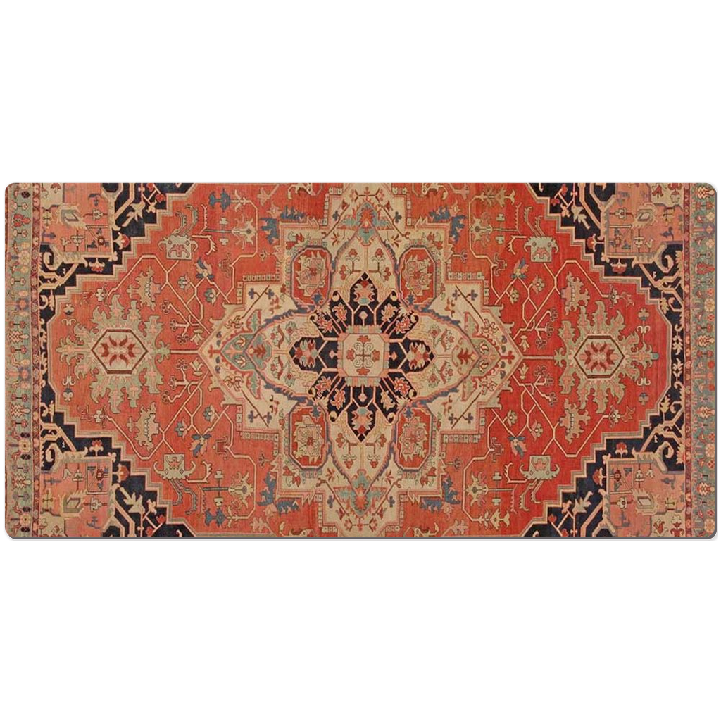 Heriz Serapi Persian Desk Mat Antique Brick Red Black