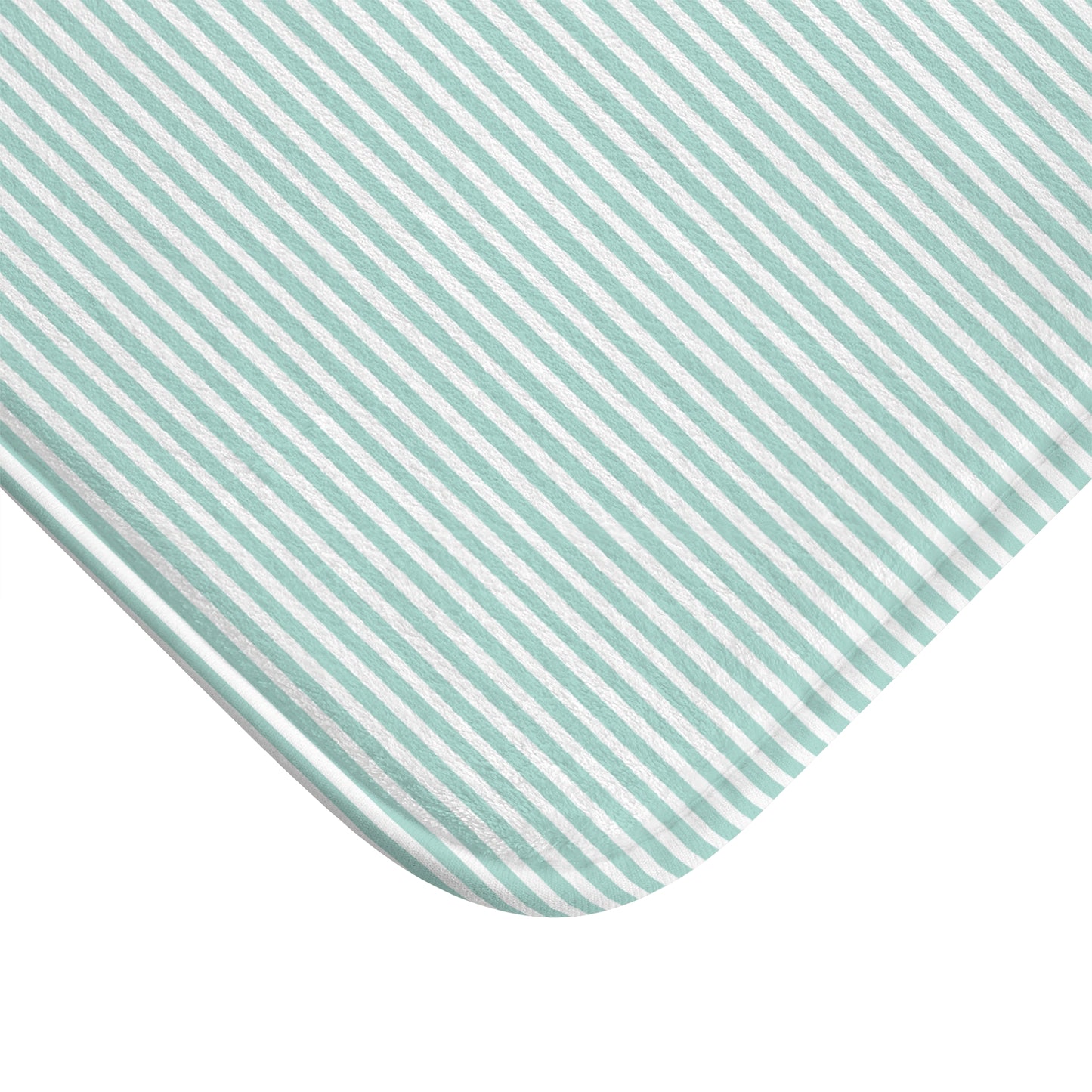 Seersucker Stripe Bath Mat Aqua Mint & White