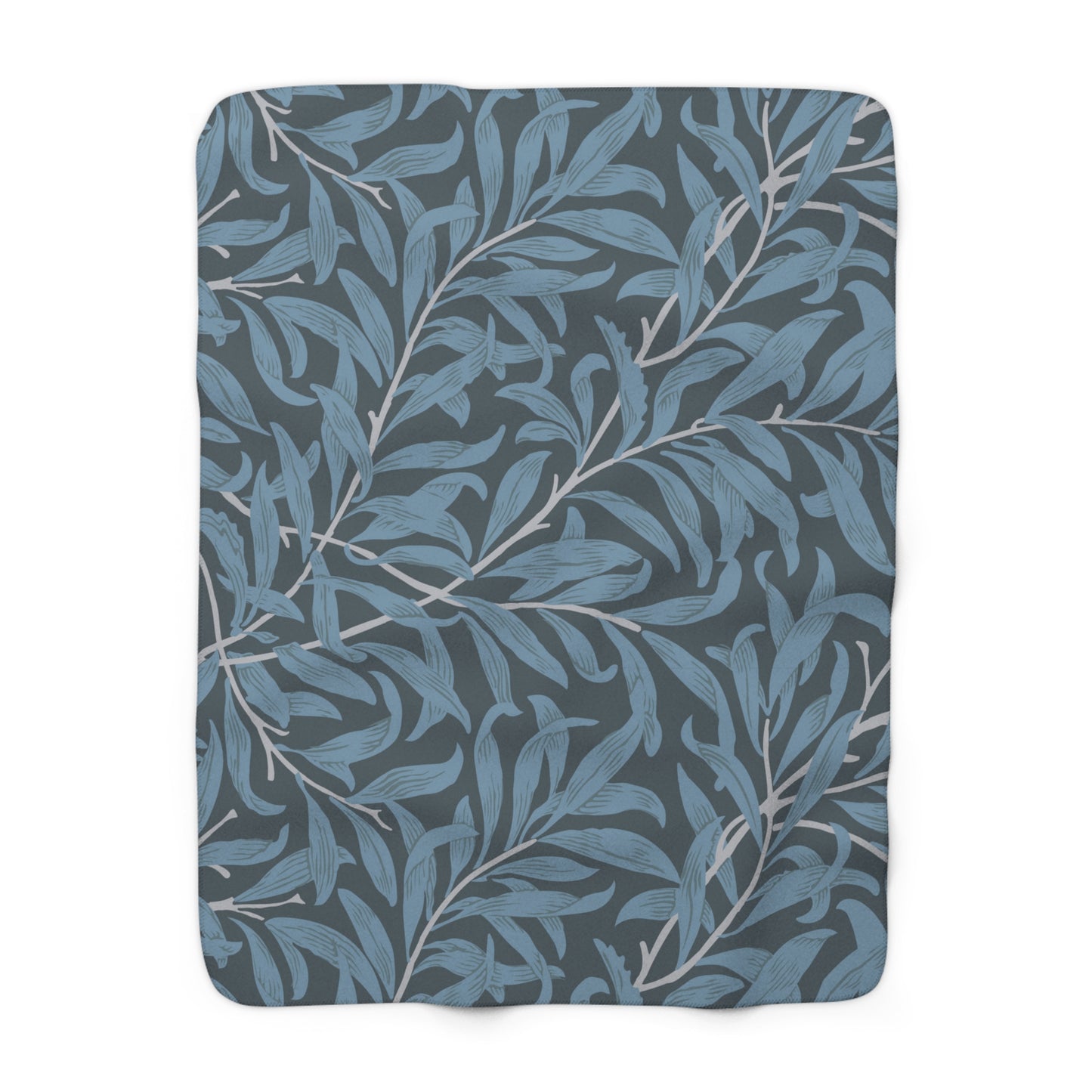 William Morris Blue Willow Bough Fleece Lined Blanket