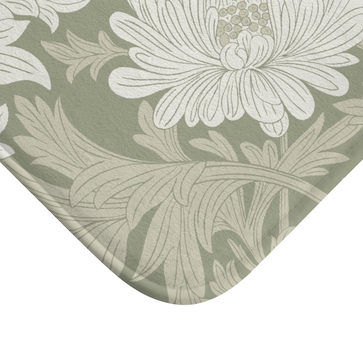 William Morris Bath Mat Chrysanthemum Sage Cream