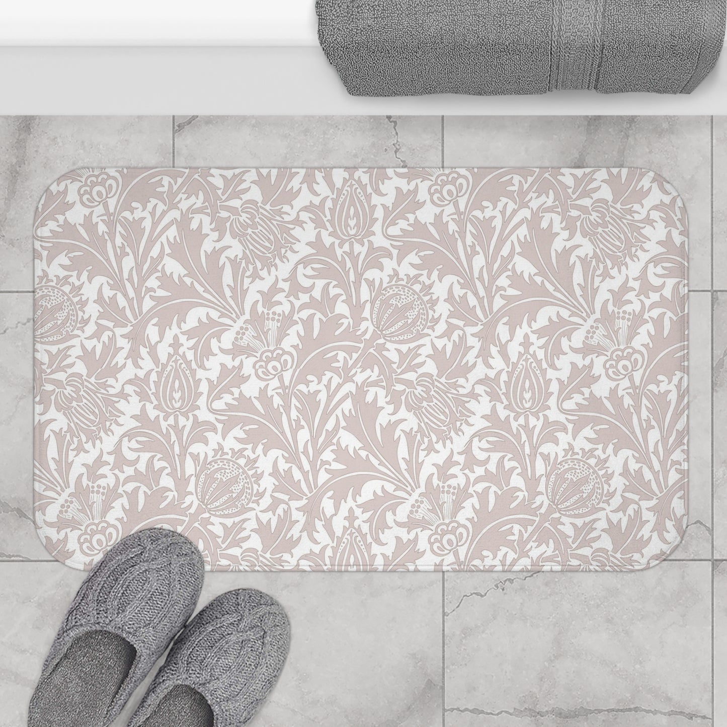 William Morris Bath Mat Thistle Beige