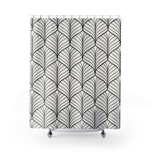 Geometric Art Deco Waves Shower Curtain