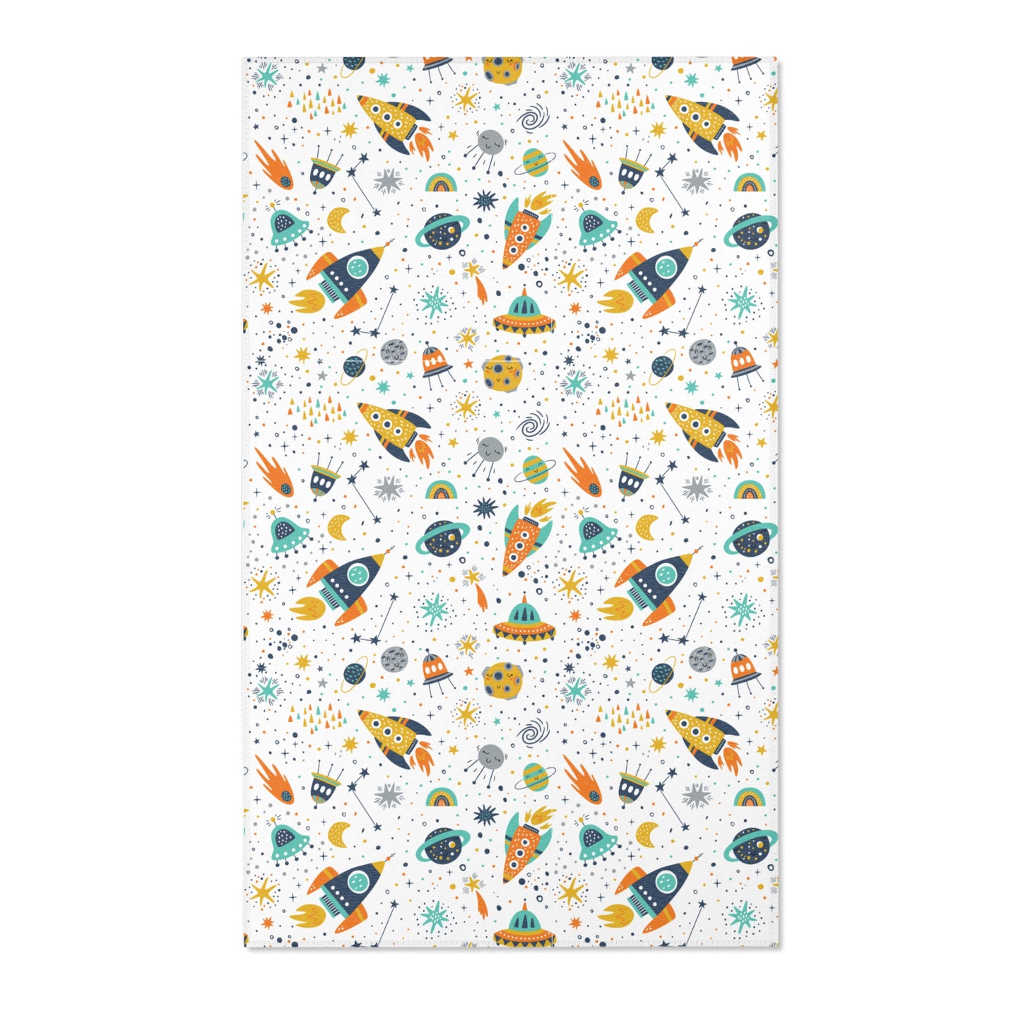 Cosmic Space Rockets Nursery Rug Play Mat