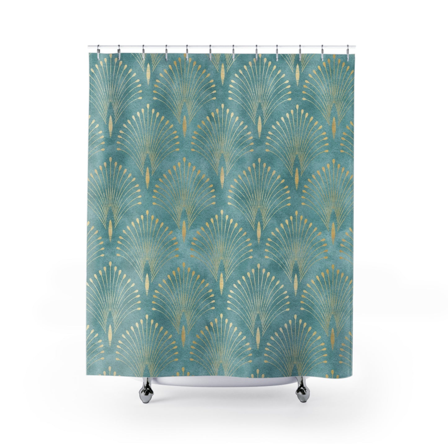 Art Deco Golden Aqua Mint Shower Curtain