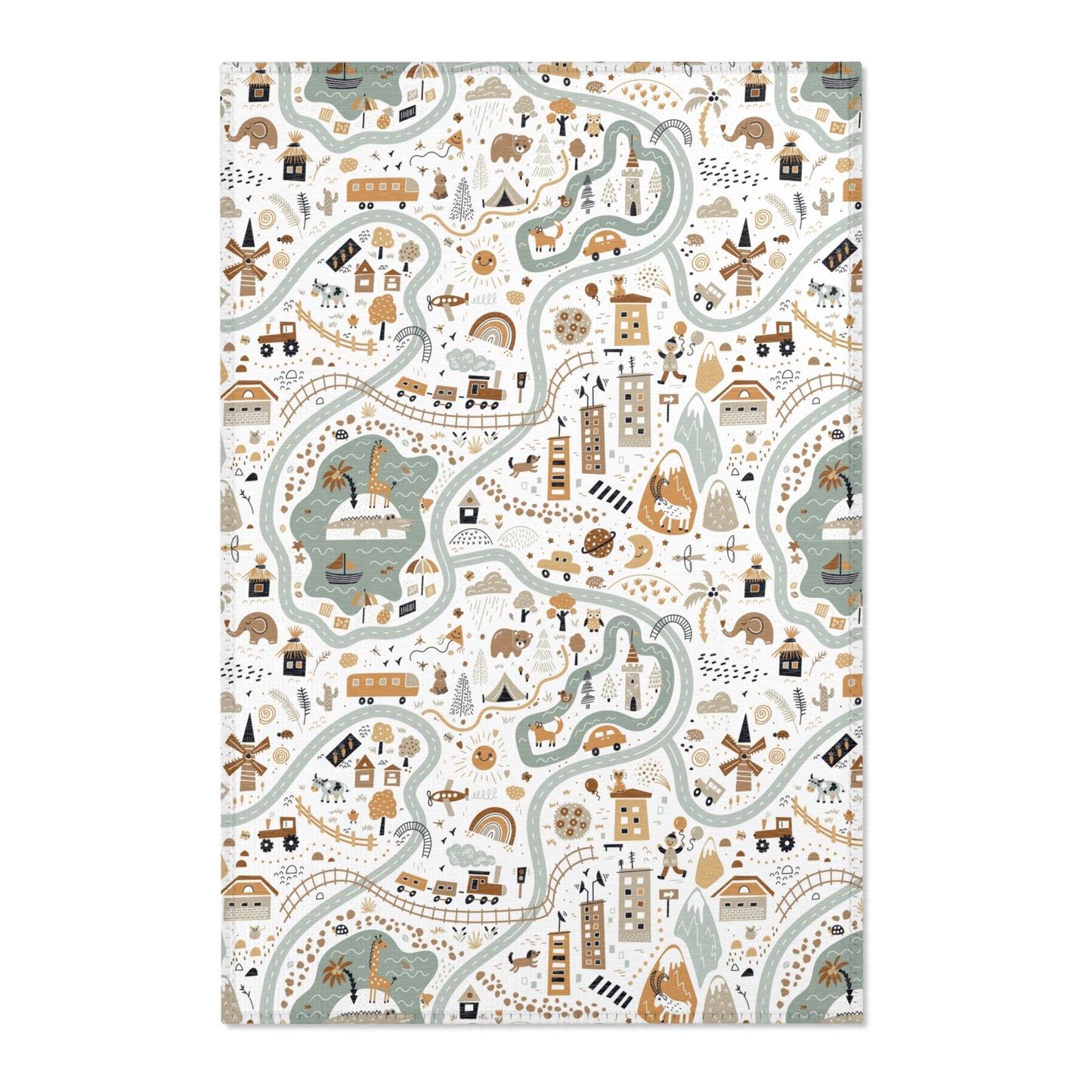 Magical Town Road Map Nursery Rug Play Mat