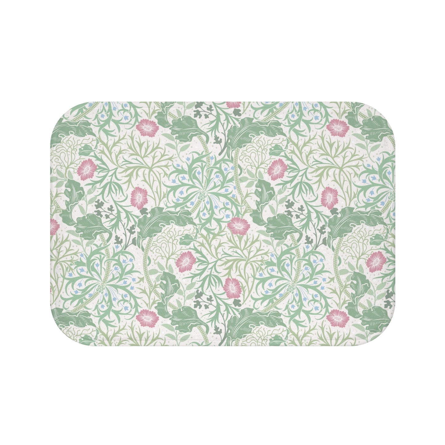 William Morris Bath Mat Seaweed Mint Green & Pink