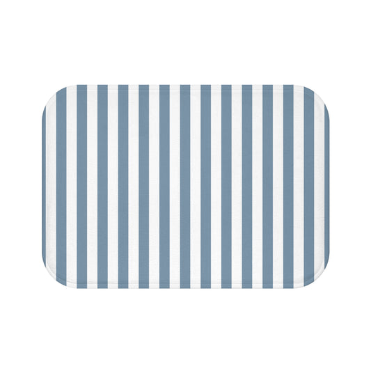 Cabana Stripe Bath Mat Chanbray Blue & White