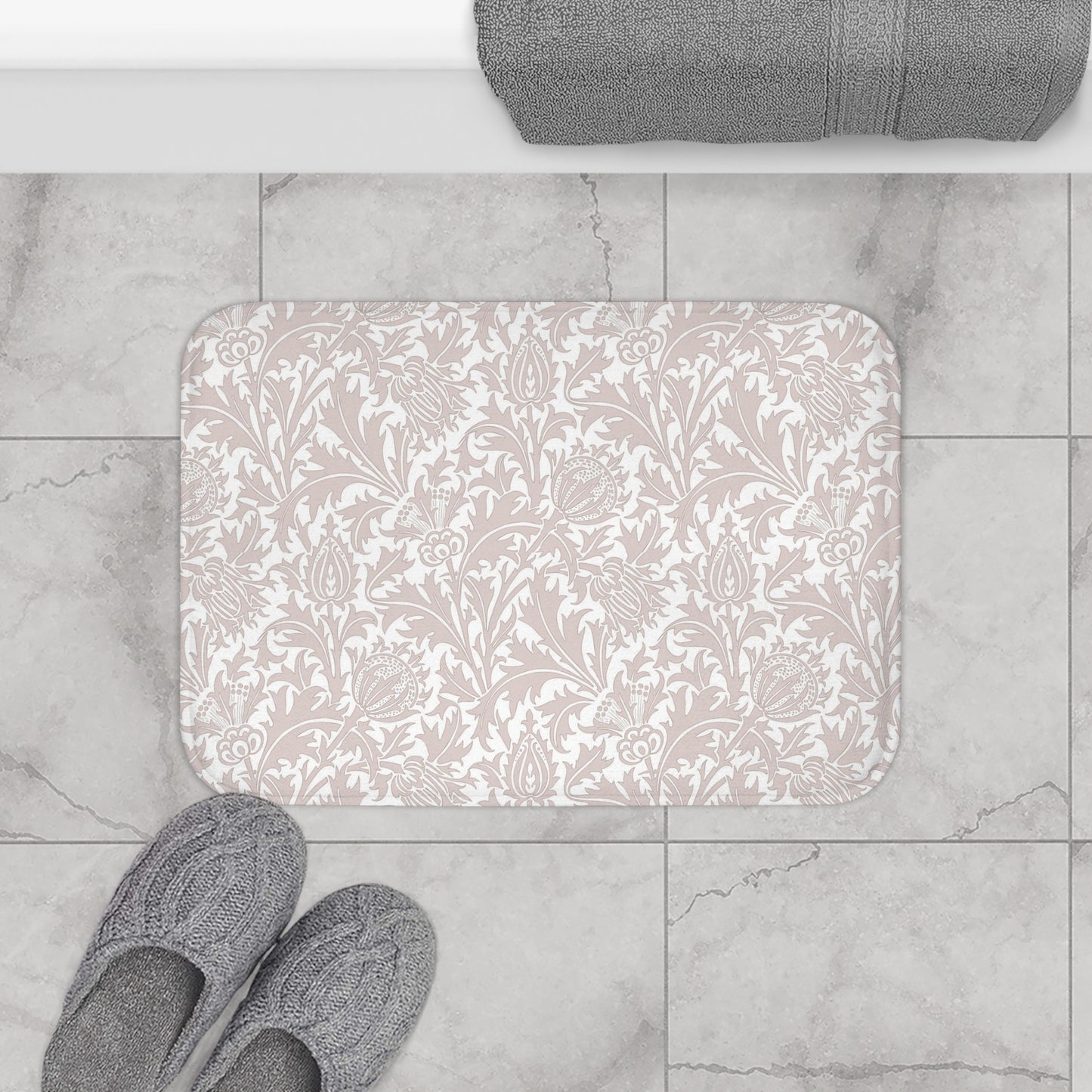 William Morris Bath Mat Thistle Beige