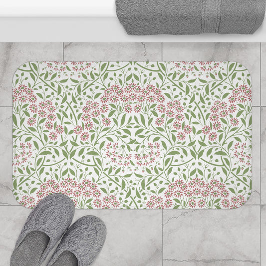 William Morris Bath Mat Floral Pink Green