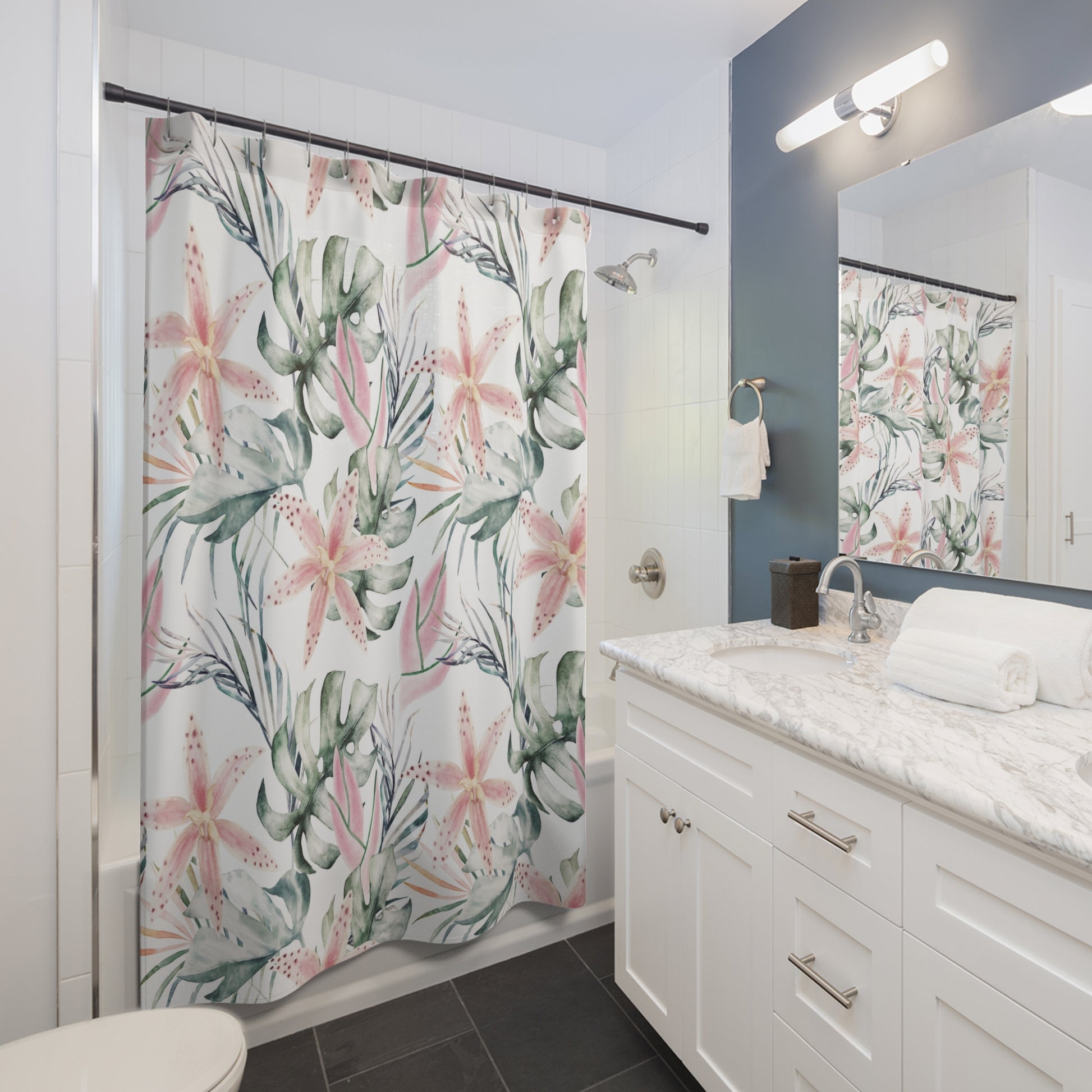 tiger lily shower curtain Exotic Tiger Lily Palm Leaves Shower Curtain