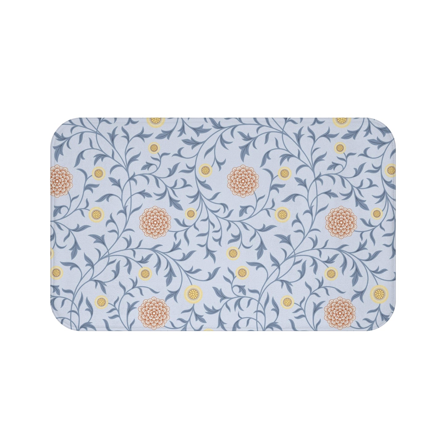 William Morris Bath Mat Scroll Blue Peach