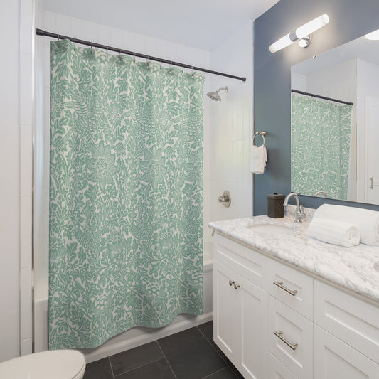William Morris Bird & Anemone Mint Aqua Shower Curtain