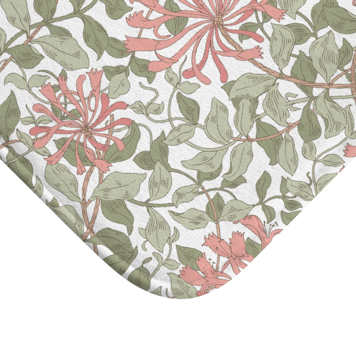 William Morris Bath Mat Honeysuckle Green Pink