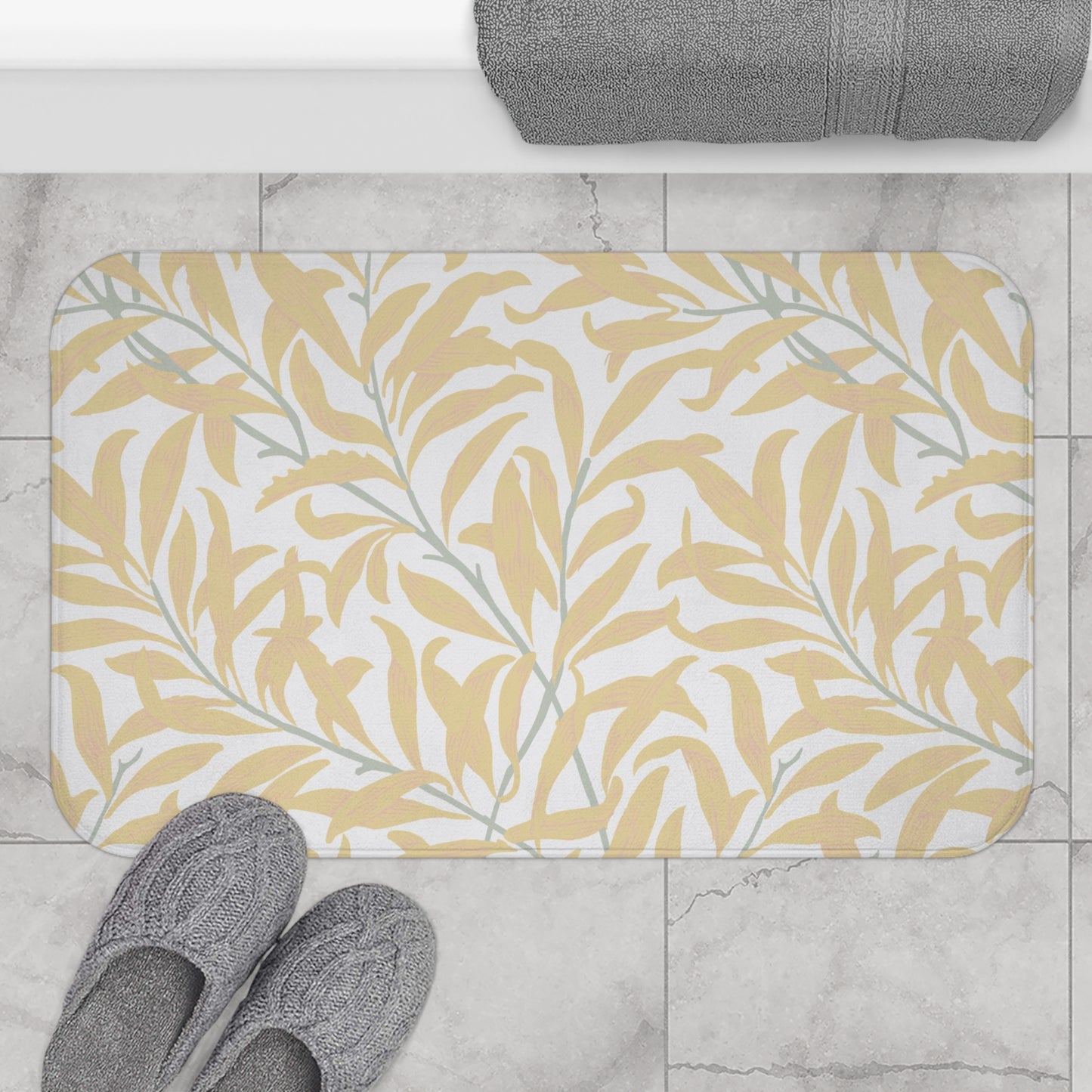 William Morris Bath Mat Willow Bough Sunshine Yellow