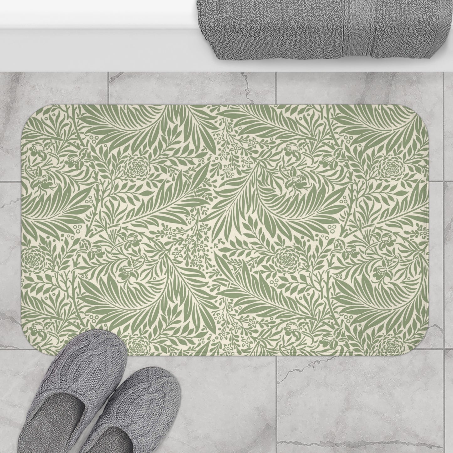 William Morris Bath Mat Larkspur Sage Green
