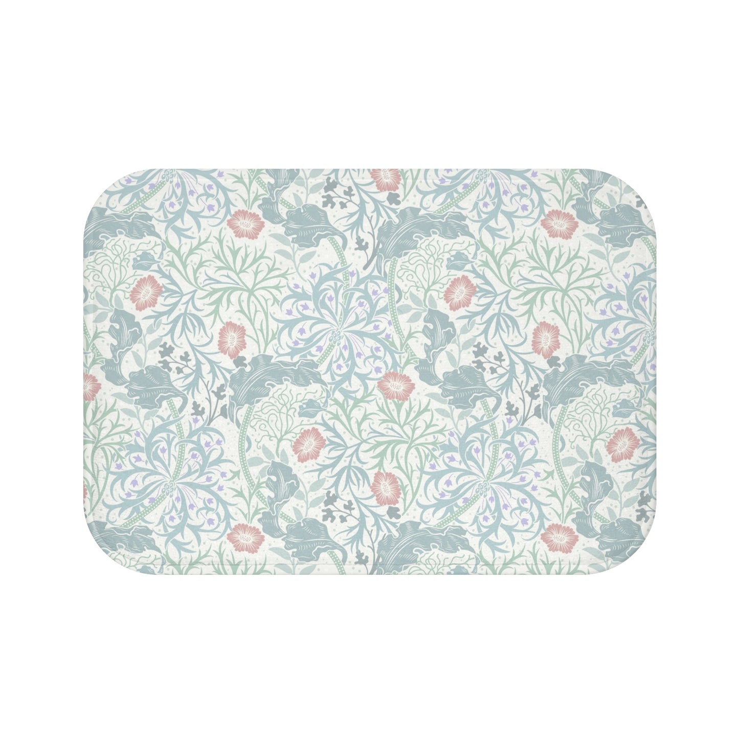 William Morris Bath Mat Seaweed Light Duckegg Blue Mint Peach