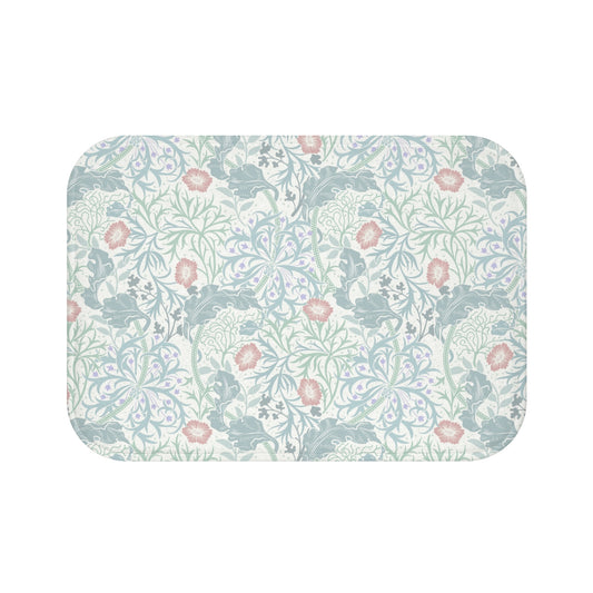 William Morris Bath Mat Seaweed Light Duckegg Blue Mint Peach