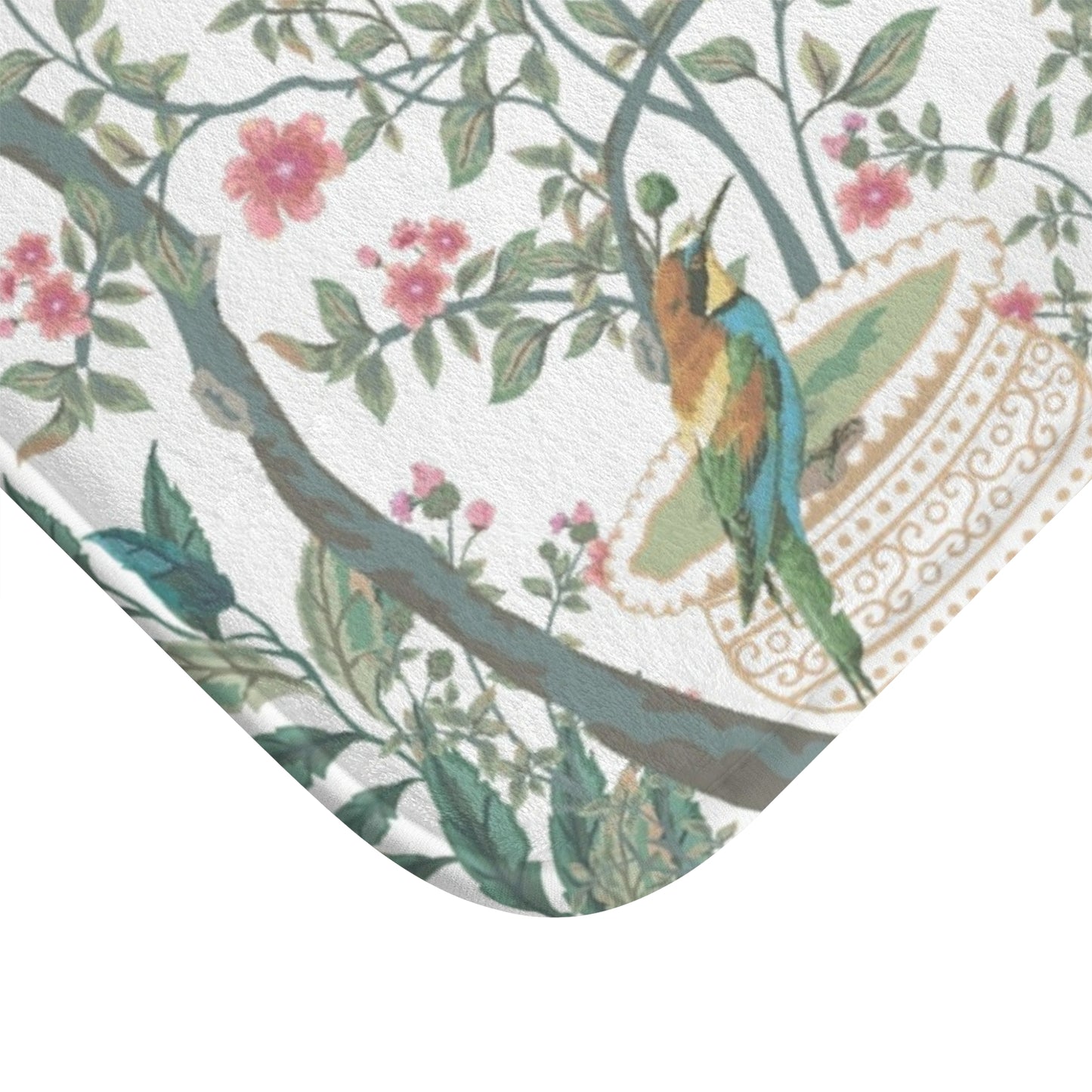 Chinoiserie Bath Mat White Fresco