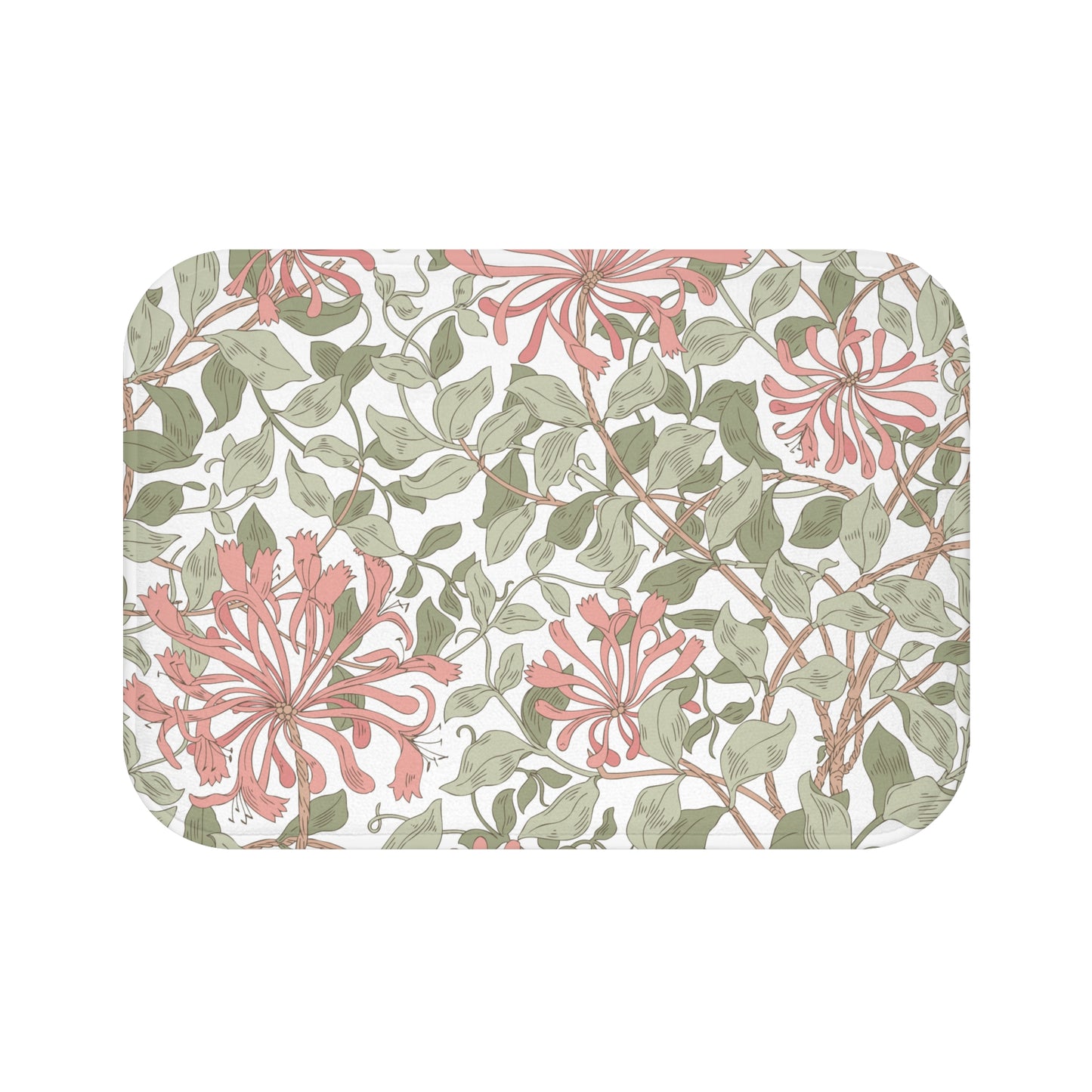 William Morris Bath Mat Honeysuckle Soft Pink & Green
